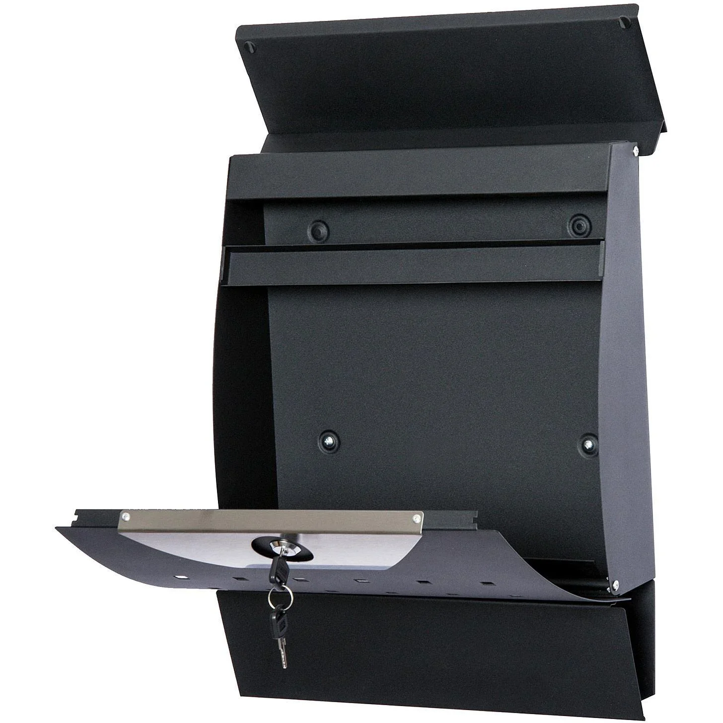Briefkasten Postkasten mit Zeitungsfach abschließbar 2 Schlüssel Stahl Schwarz - 6