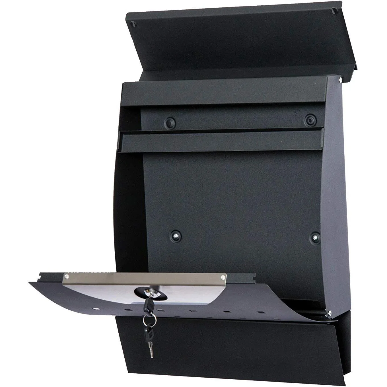 Briefkasten Postkasten mit Zeitungsfach abschließbar 2 Schlüssel Stahl Schwarz - 7