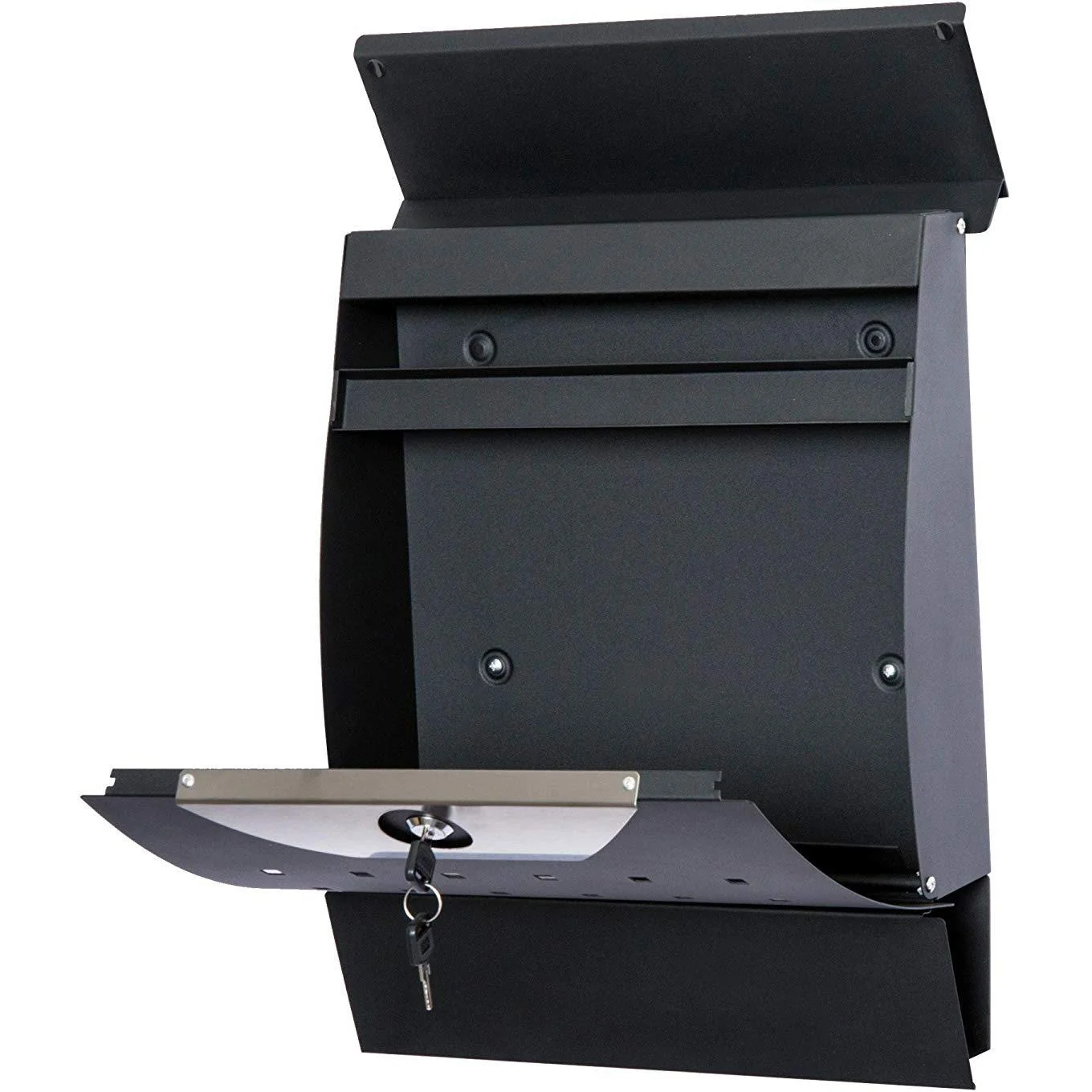Briefkasten Postkasten mit Zeitungsfach abschließbar 2 Schlüssel Stahl Schwarz - 7