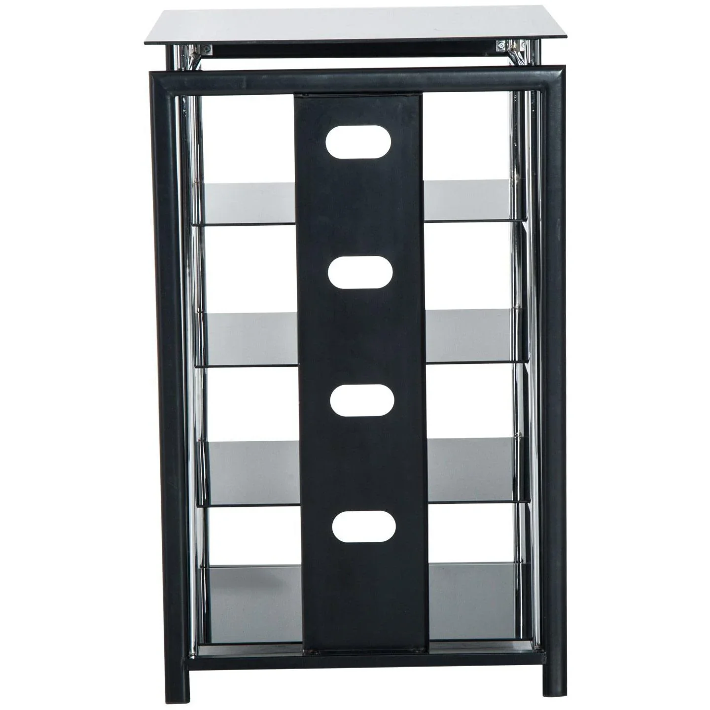 HiFi Rack Mediaständer 3 Fächer Metall Hartglas Schwarz - 1