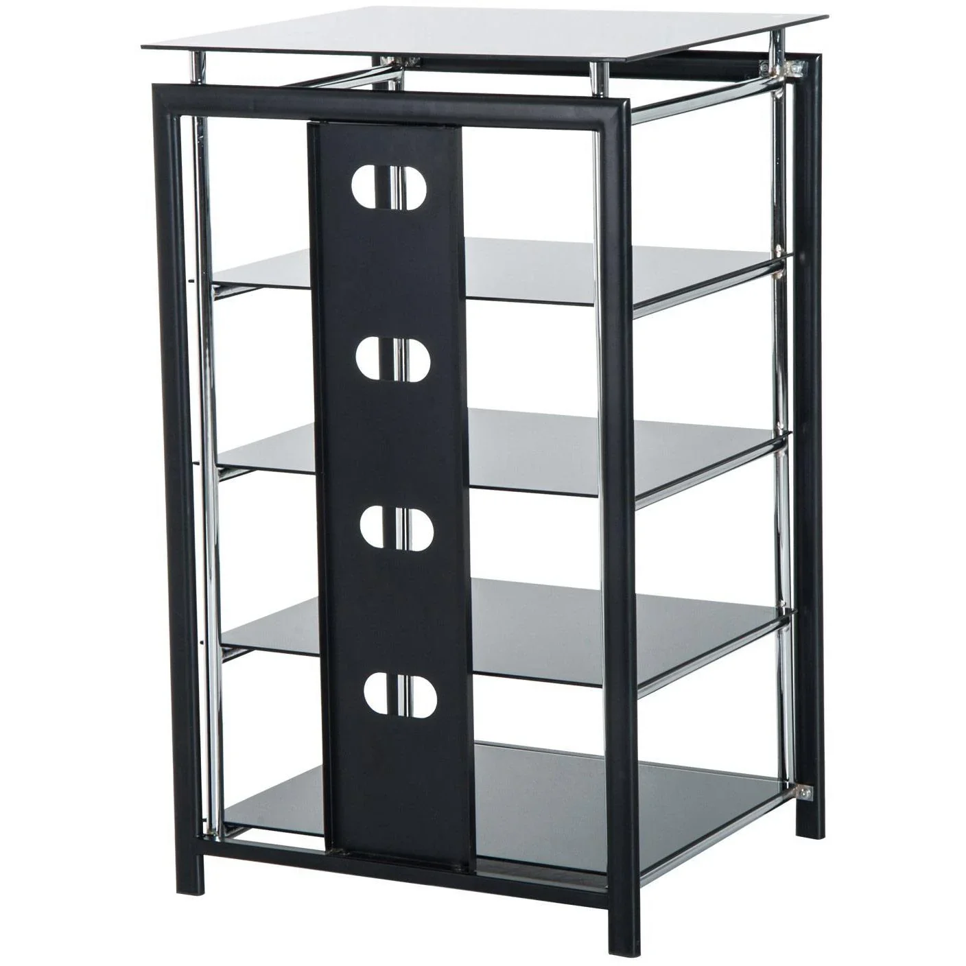 HiFi Rack Mediaständer 3 Fächer Metall Hartglas Schwarz - 3
