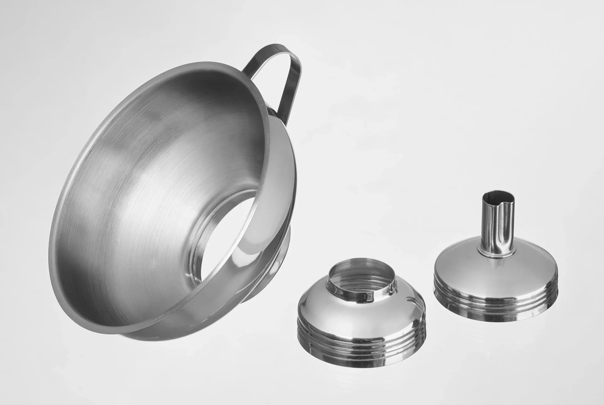 Edelstahl Universal-Trichter 3in1, 3-teilig - Weithalstrichter, Marmeladentrichter, Flaschentrichter - 0