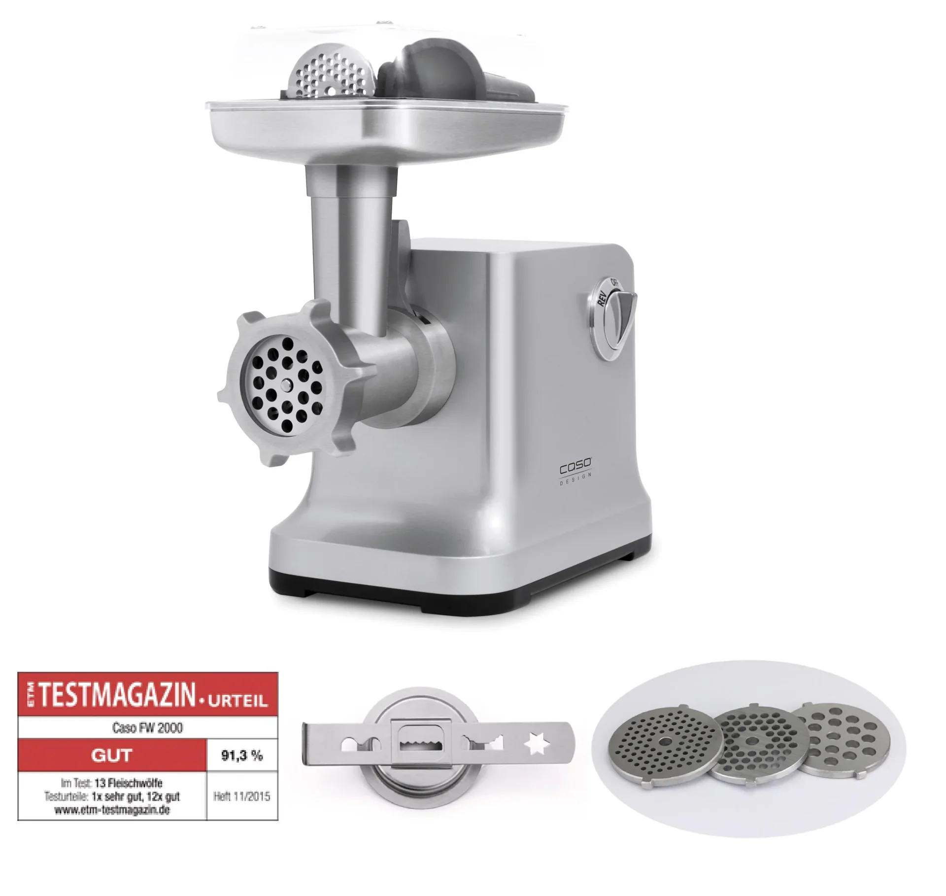 Fleischwolf „FW2000“, 2000 Watt, Aluguss/ Edelstahl - 1