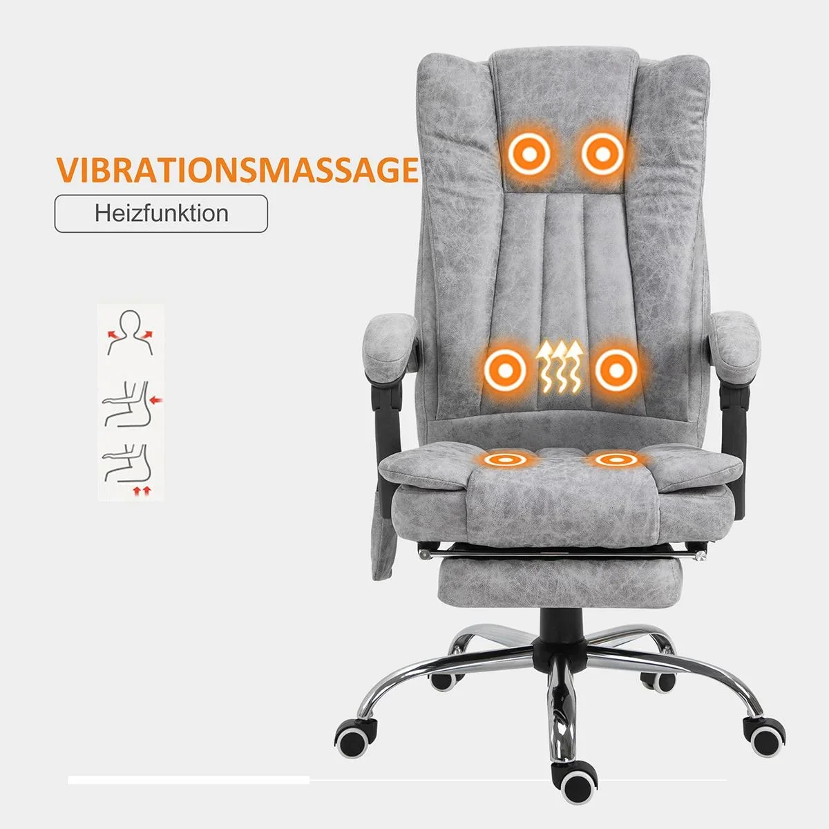 Bürostuhl mit Massage und Heizfunktion grau - 4