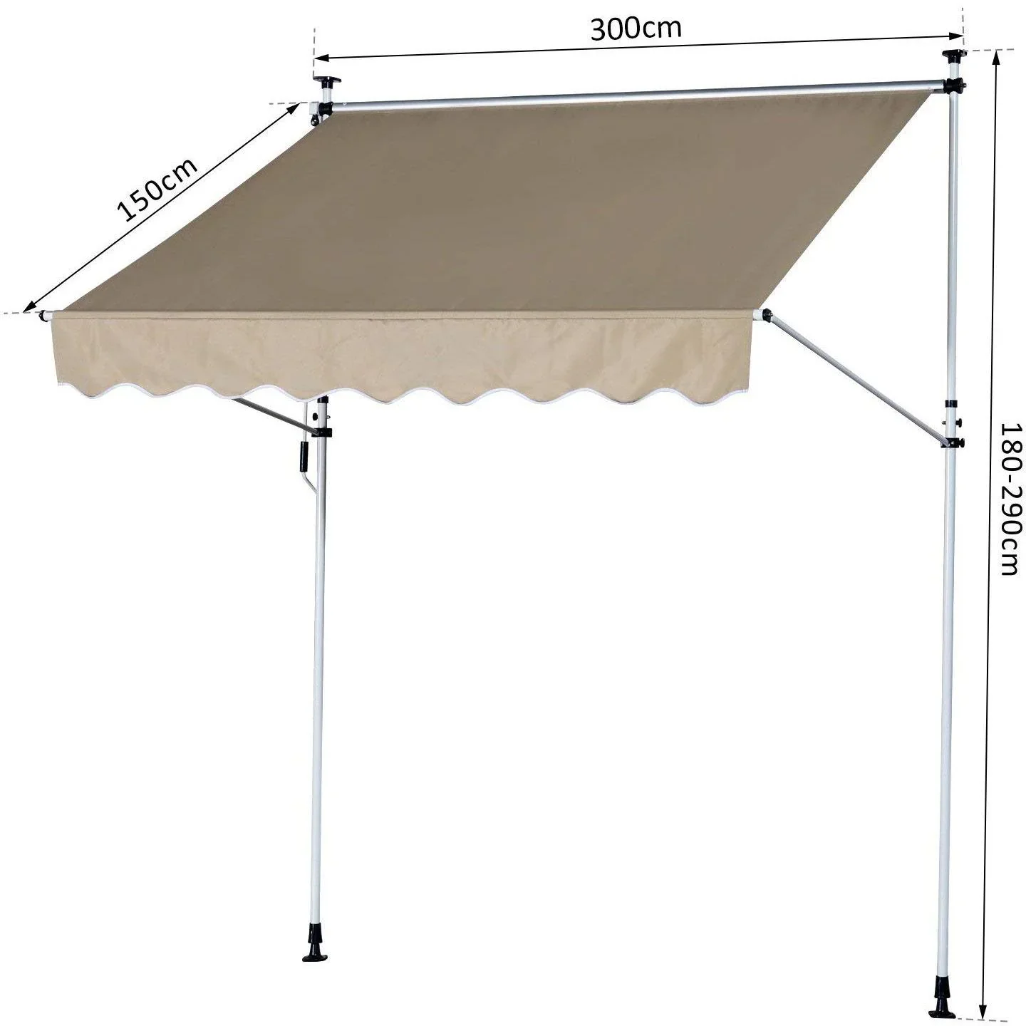 Markise Klemmmarkise Beige 300 x 150cm - 3