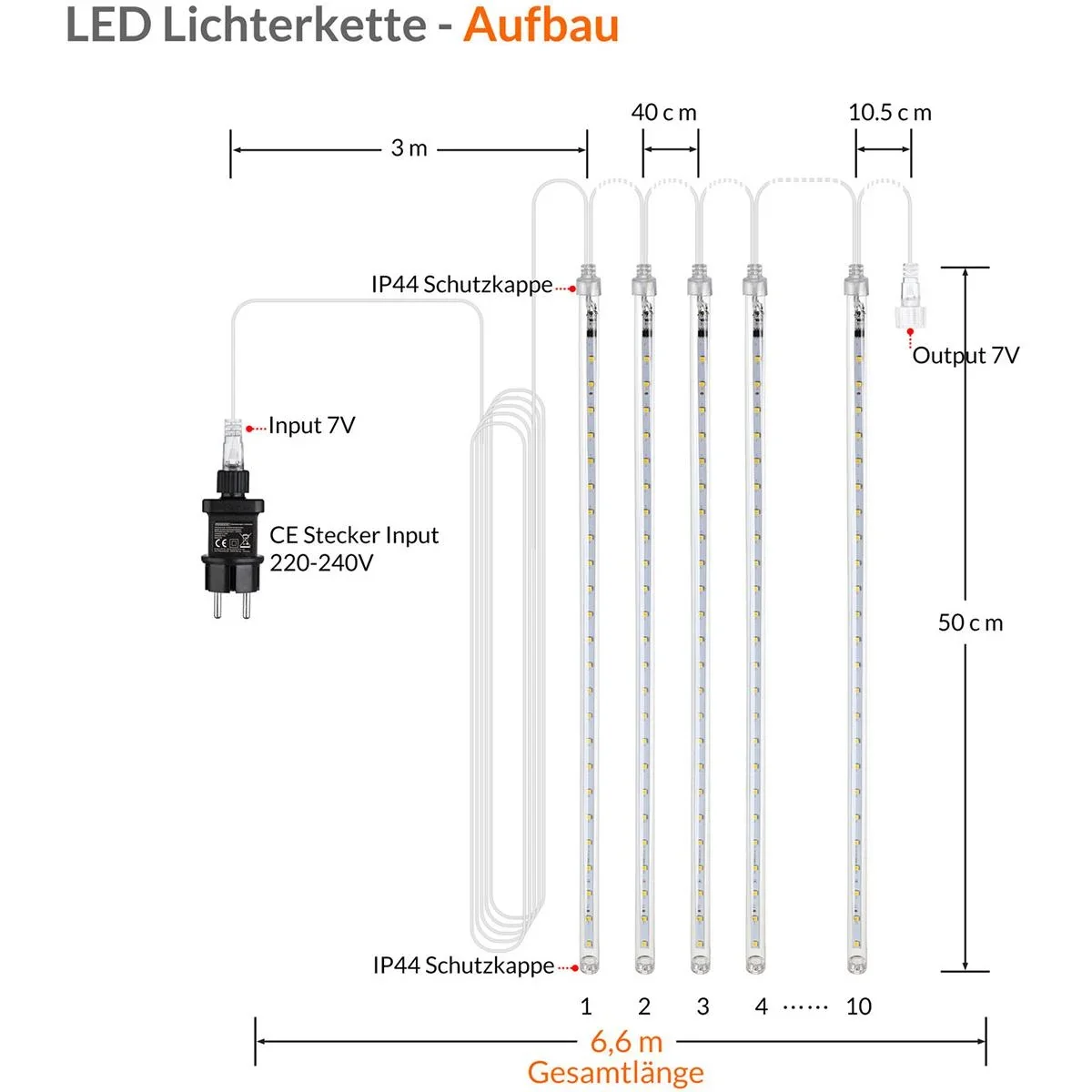 Eiszapfenbeleuchtung 480 LED - 360cm - Kaltweiß - 2