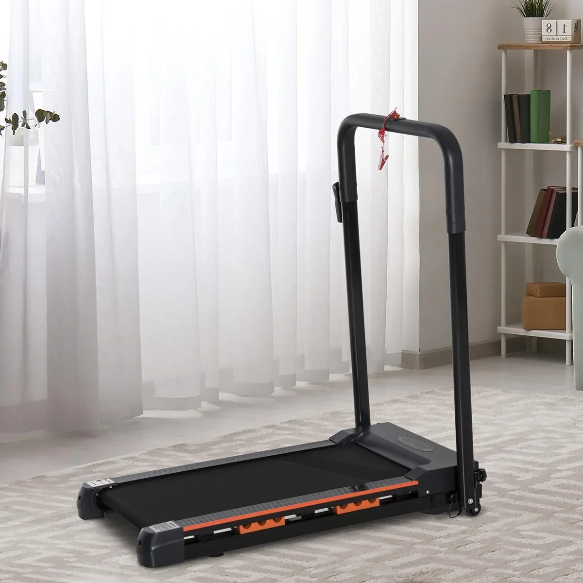Elektrisches Laufband mit LCD Display, Faltbares Fitnessgerät, 1-6 Km/h, Stahl, Schwarz, 54 x 101 x 105 cm - 1