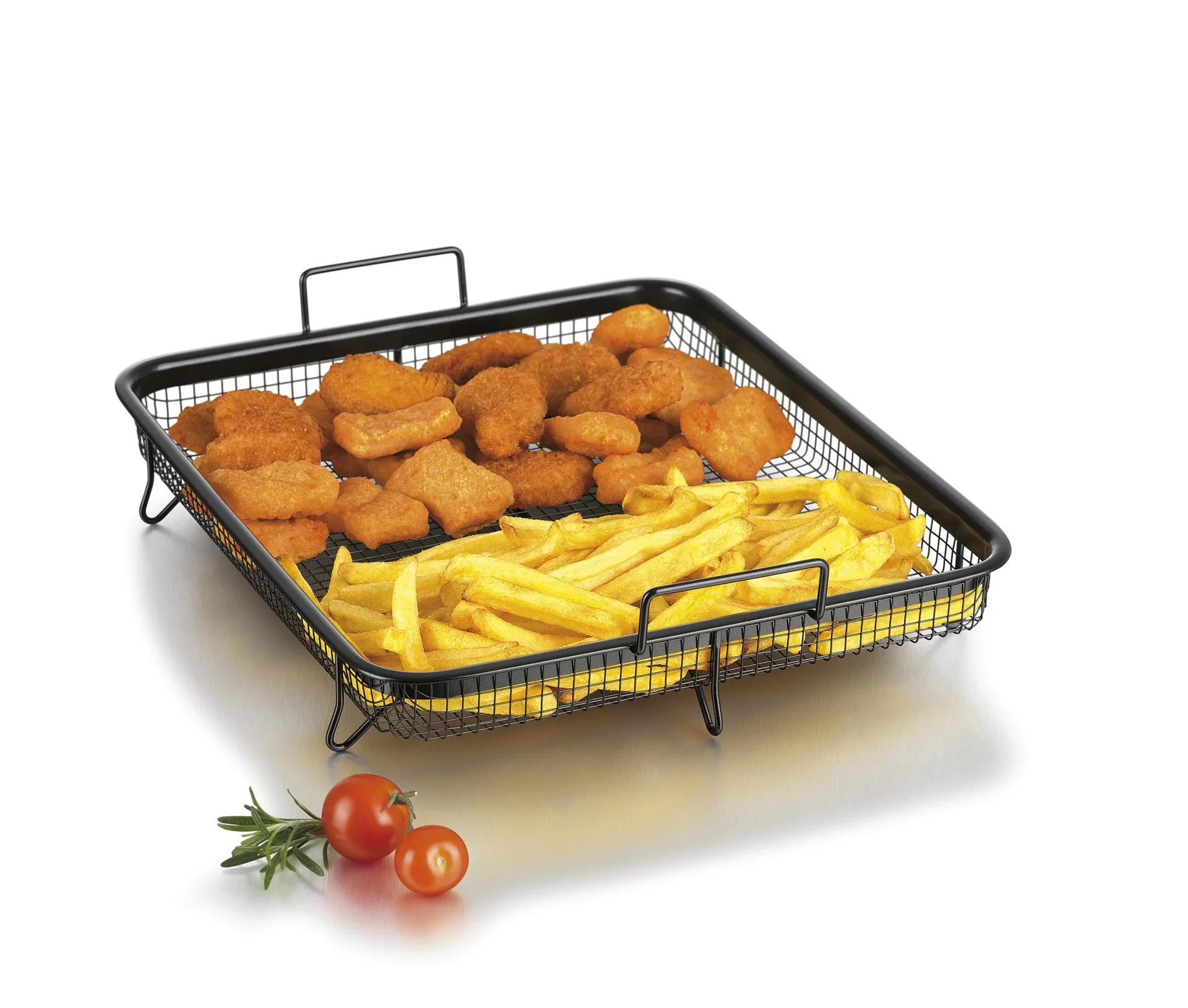 Heißluft-Grillkorb, XXL, antihaftbeschichtet, Schwarz, 33 x 28 x 5 cm - 2