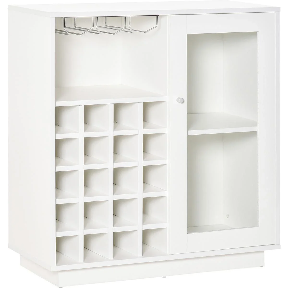 Weinschrank mit Glasvitrine und Weinglashalter Weiß - 6