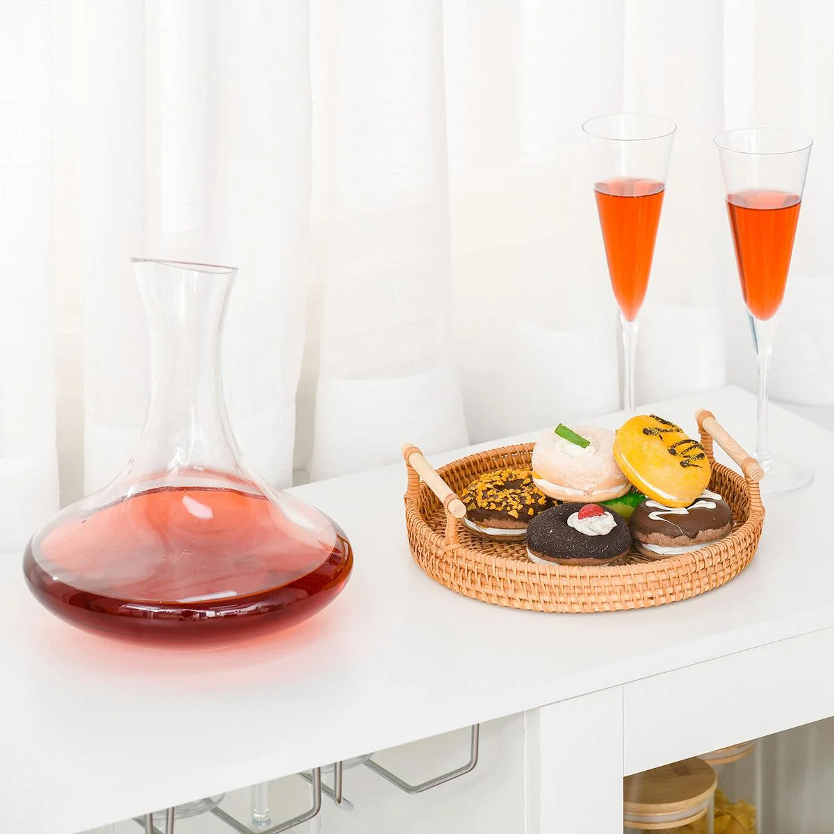 Weinschrank mit Glasvitrine und Weinglashalter Weiß - 7