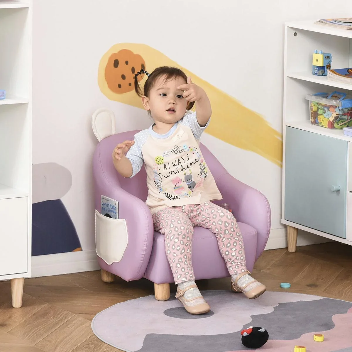 Kindersessel Kindersofa Kindercouch Stuhl Liegesofa mit niedlicher Tierform wasserdicht für 3-6 Jahre Kinder Rosa 50x53, - 0