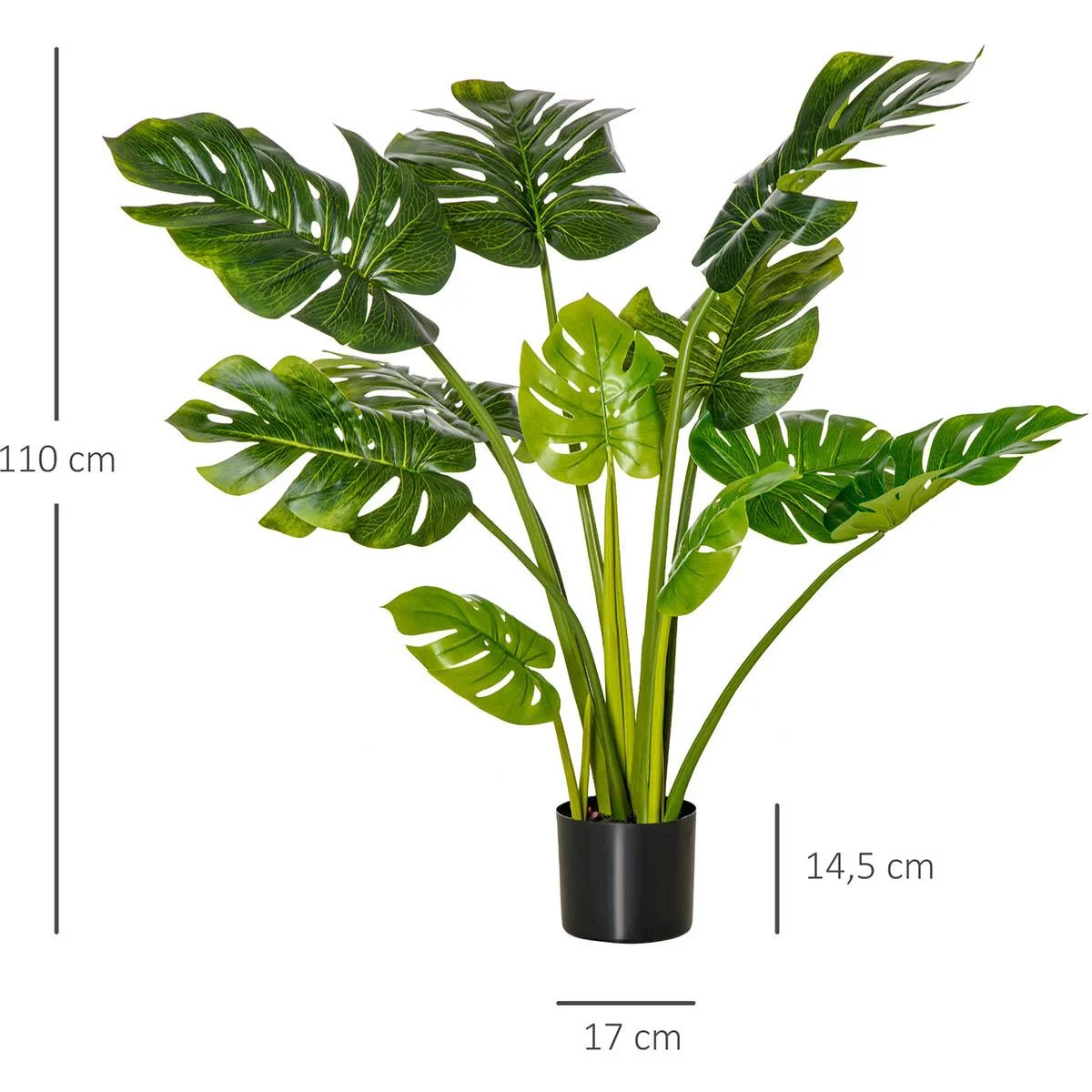 künstliche Pflanzen 110 cm künstlicher Monstera Kunstpflanze Zimmerpflanze Dekopflanze Büropflanze Kunststofftopf für dr - 2