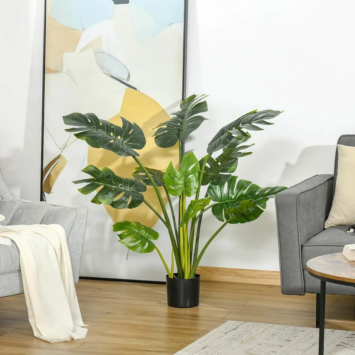 künstliche Pflanzen 110 cm künstlicher Monstera Kunstpflanze Zimmerpflanze Dekopflanze Büropflanze Kunststofftopf für dr - 3
