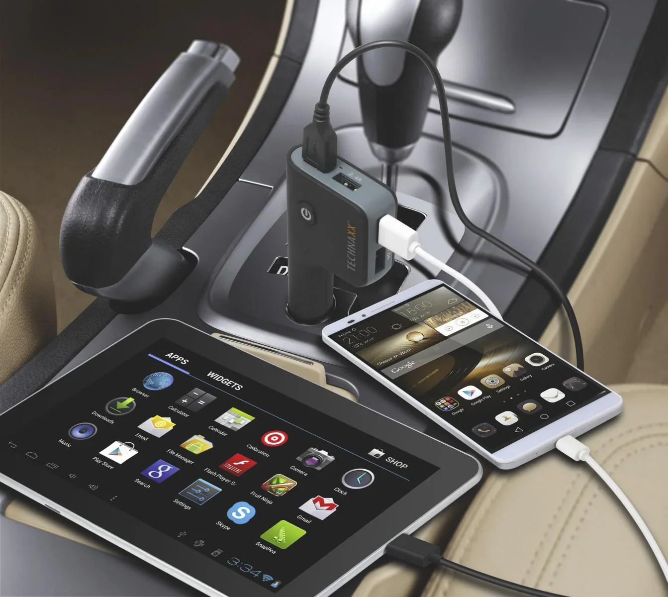 Universale Smartphone-Autohalterung und 4-fach USB-Ladegerät für mobile Geräte - 2