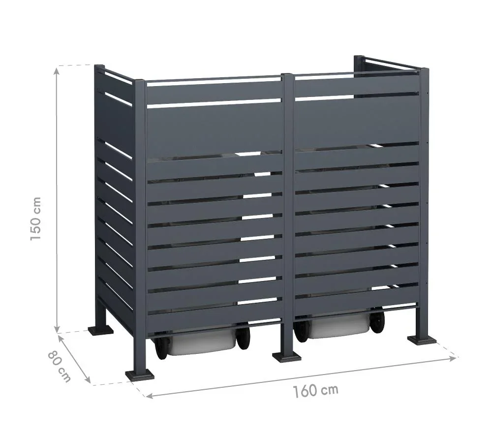 Mülltonnenverkleidung Planum 2er Box, 150 cm, antharzit - 1