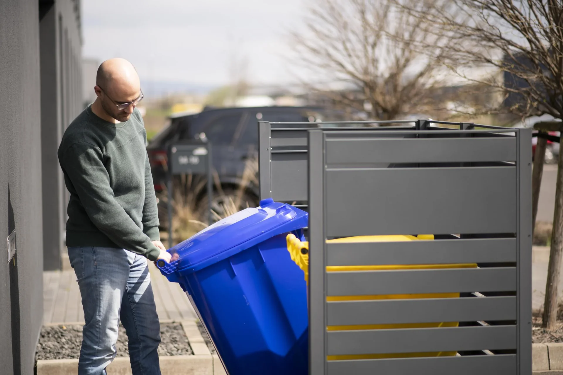 Mülltonnenverkleidung Planum 2er Box, 150 cm, antharzit - 3