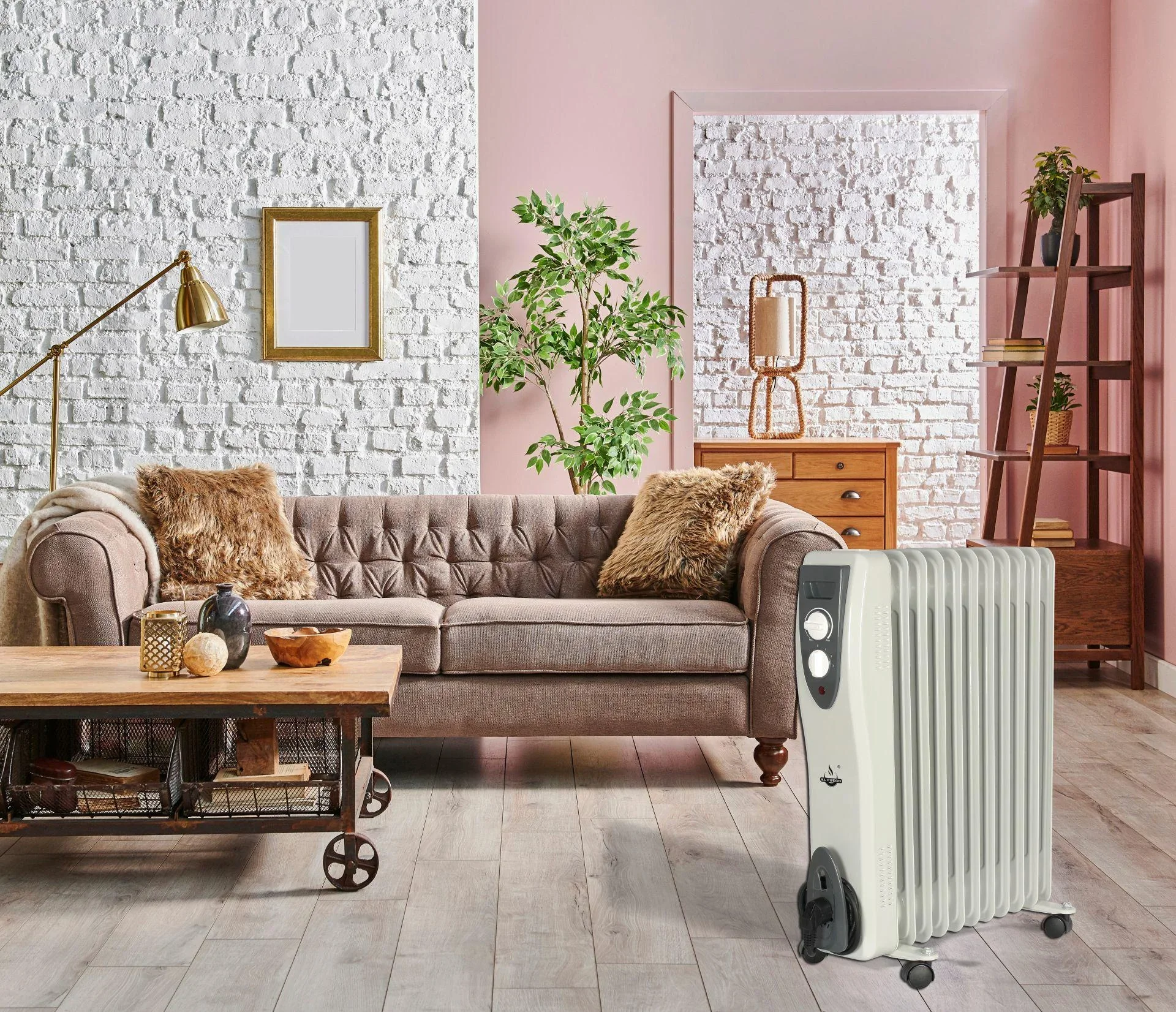 Mobiler Ölradiator, weiß, 11 Rippen - 1