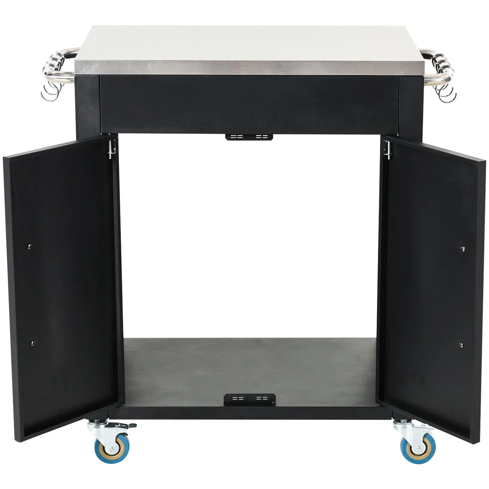 Edelstahlküchenwagen mit Küchenschränken, schwarz - 4
