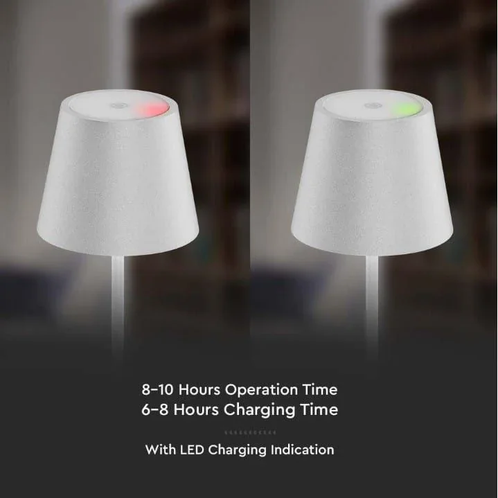VT-7522 Tischleuchte - 3000K - Dimmbar durch Berührung - Wiederaufladbar - Weiß - IP54 - 7