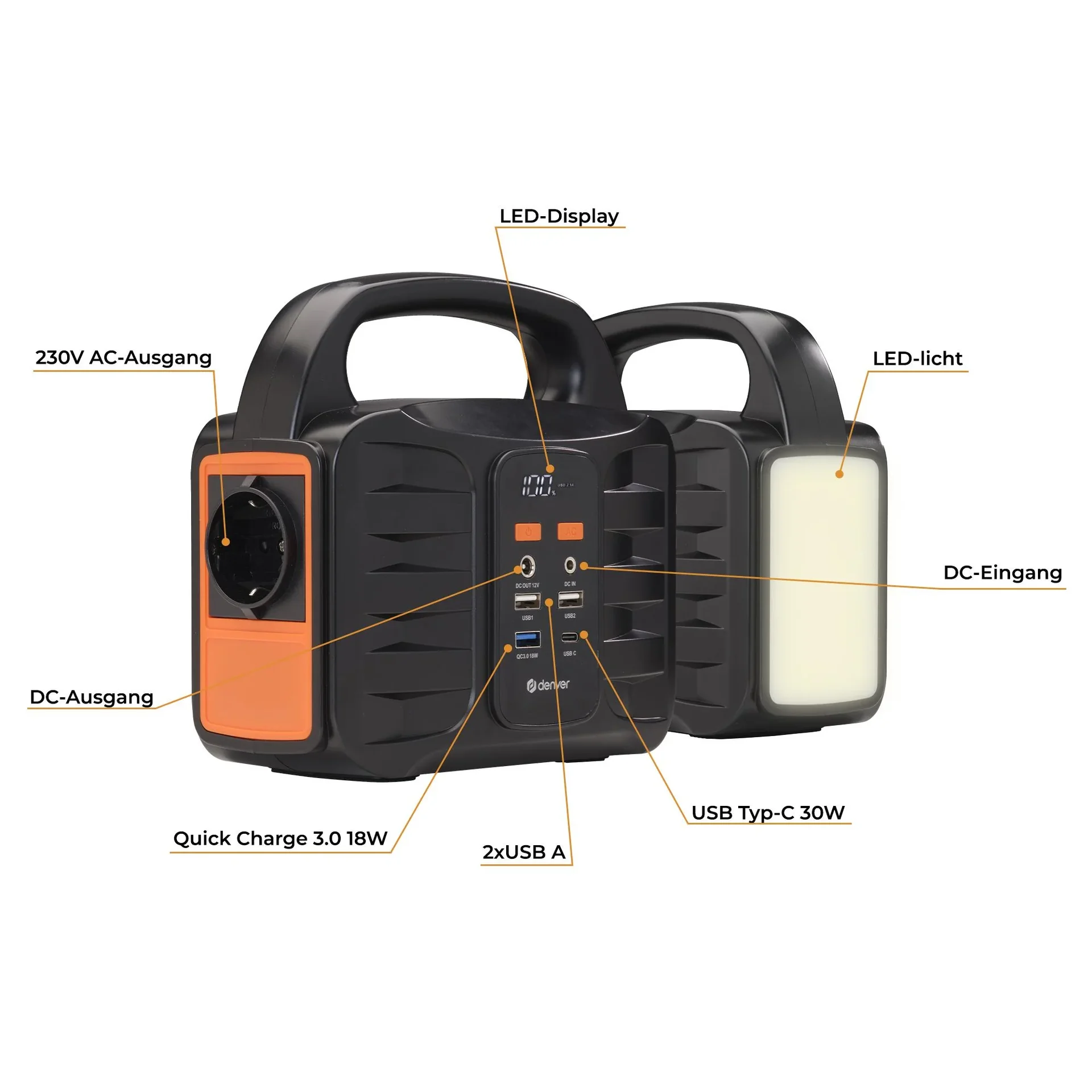 Tragbare Stromversorgungsstation mit Solarpanel und Lampe - 0