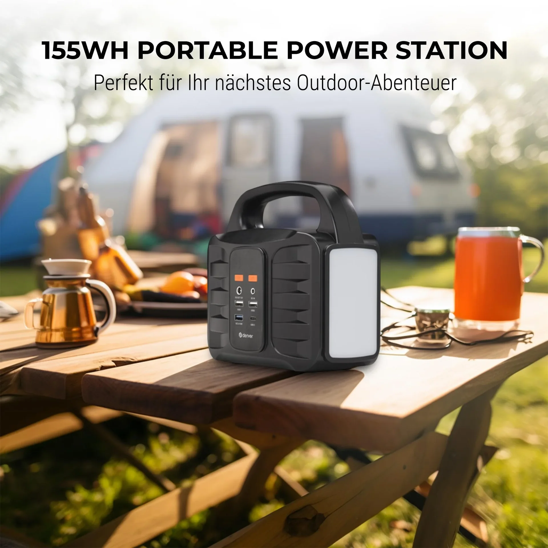 Tragbare Stromversorgungsstation mit Solarpanel und Lampe - 3