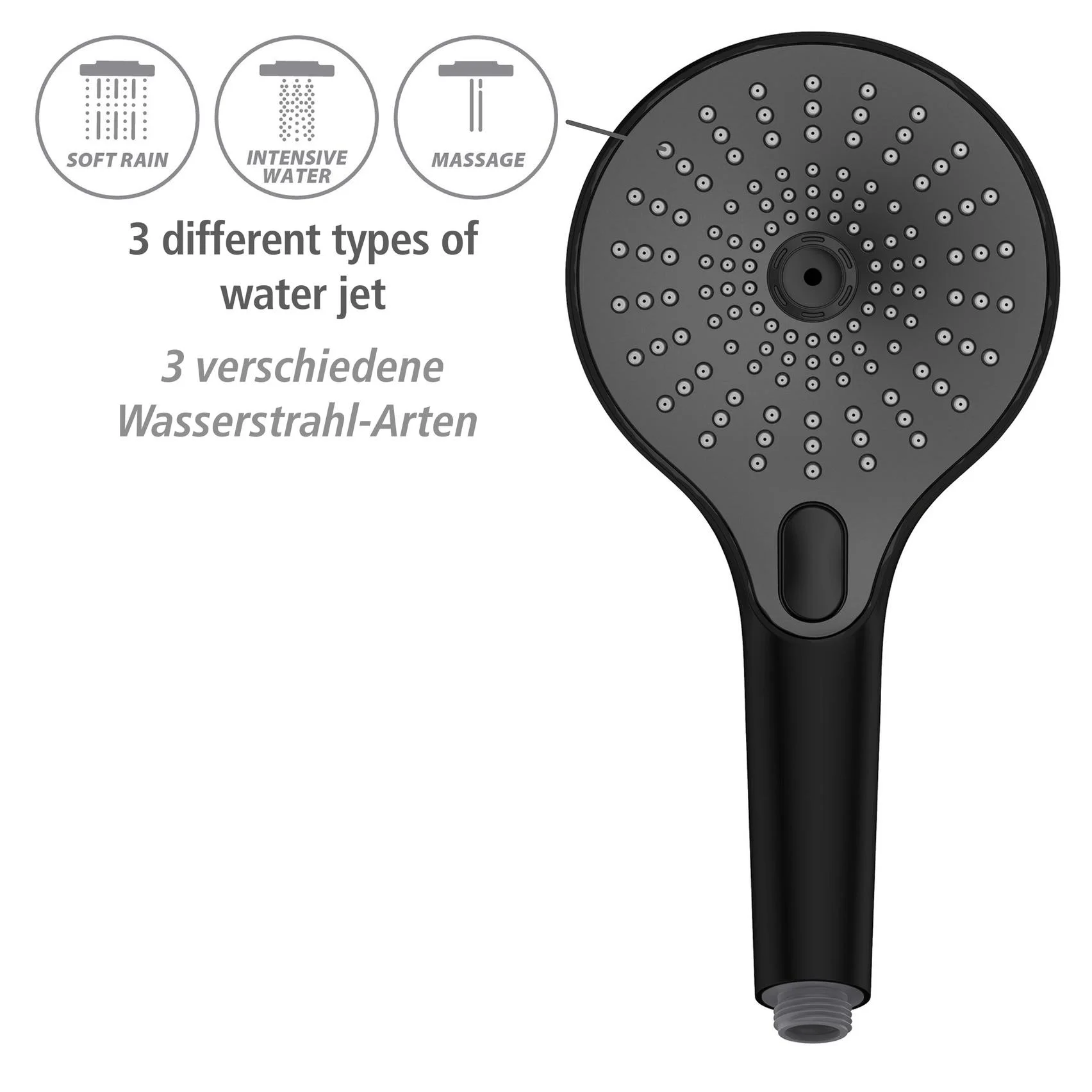 Duschkopf Ultimate Shower Schwarz/Grau, Ø 13 cm - 5