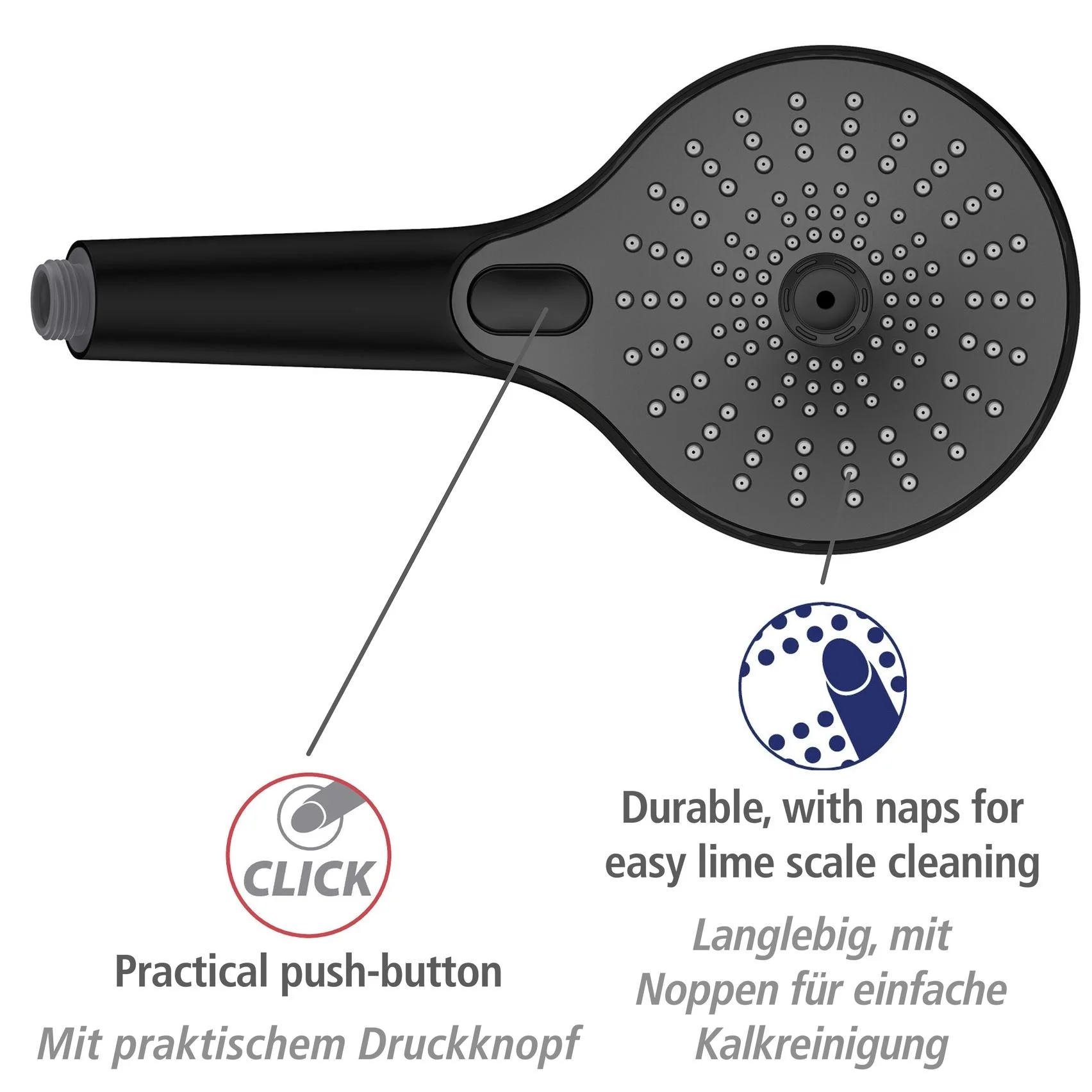 Duschkopf Ultimate Shower Schwarz/Grau, Ø 13 cm - 8
