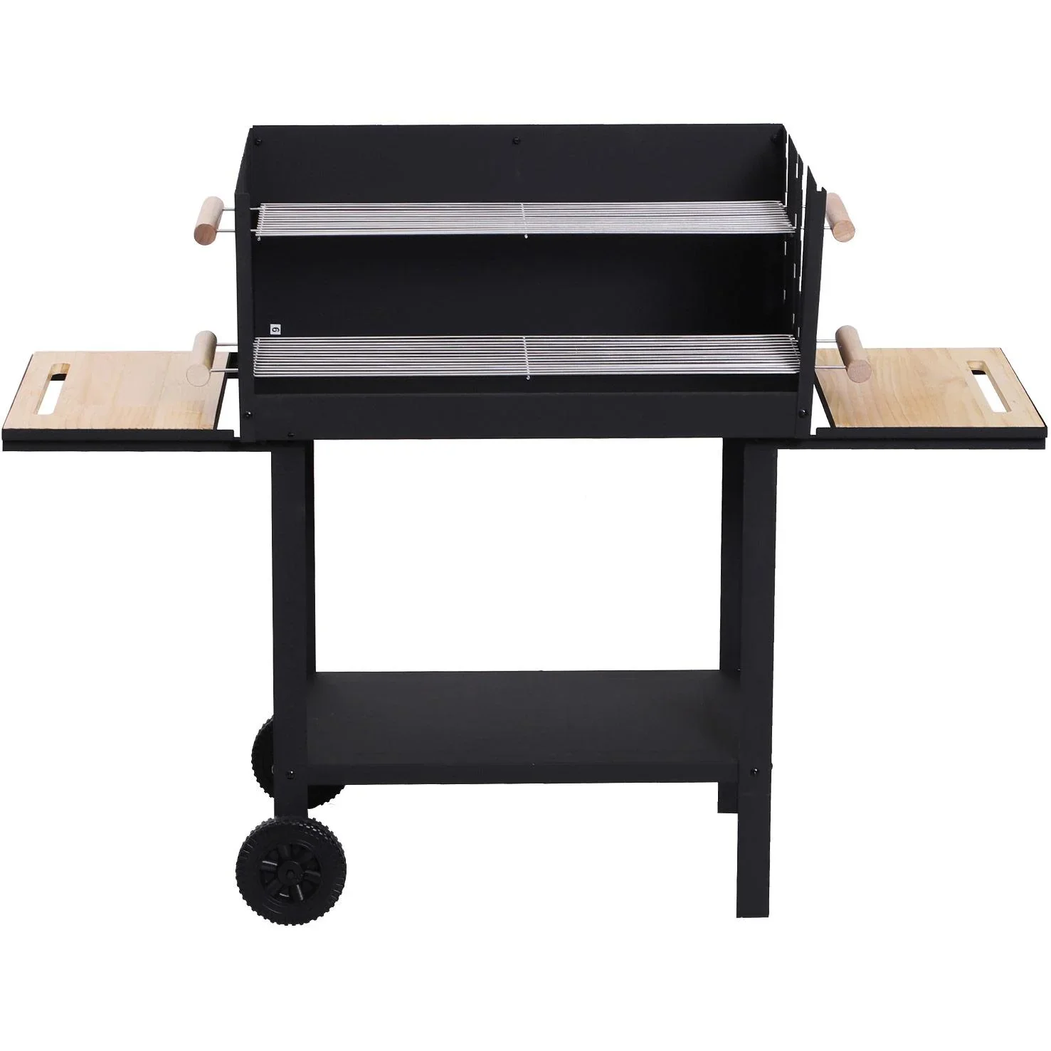 Kohlegrill Grillwagen Standgrill mit Windschutz 2 x Rost höhenverstellbar Metall Schwarz - 0