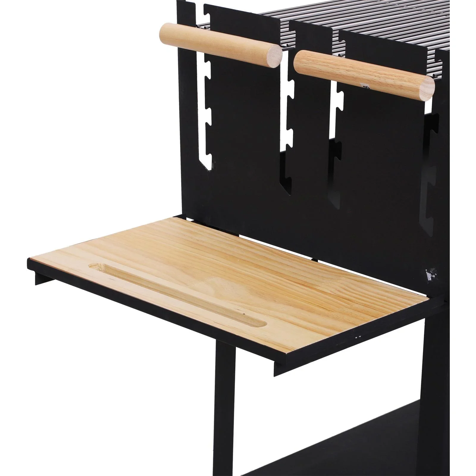 Kohlegrill Grillwagen Standgrill mit Windschutz 2 x Rost höhenverstellbar Metall Schwarz - 1