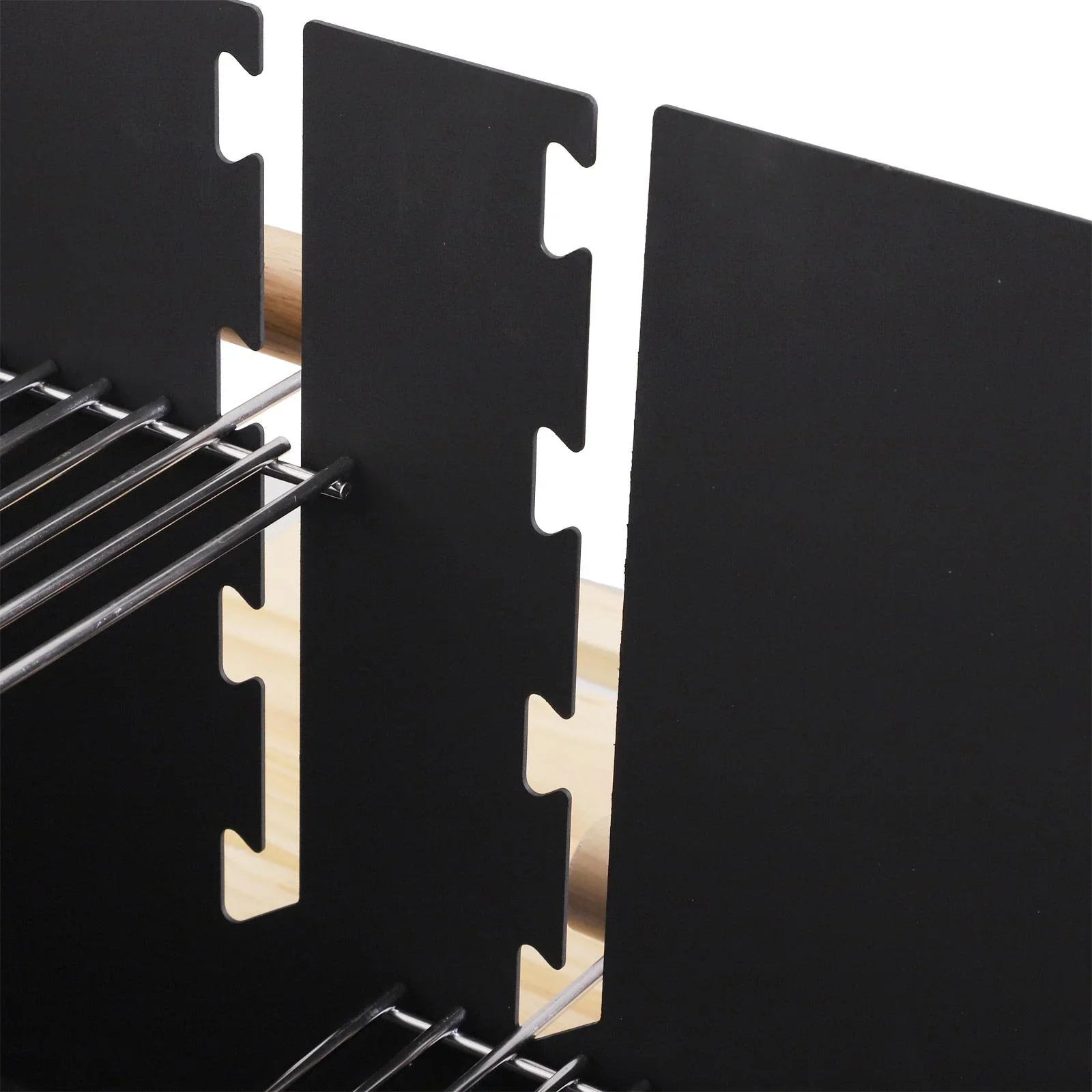 Kohlegrill Grillwagen Standgrill mit Windschutz 2 x Rost höhenverstellbar Metall Schwarz - 4