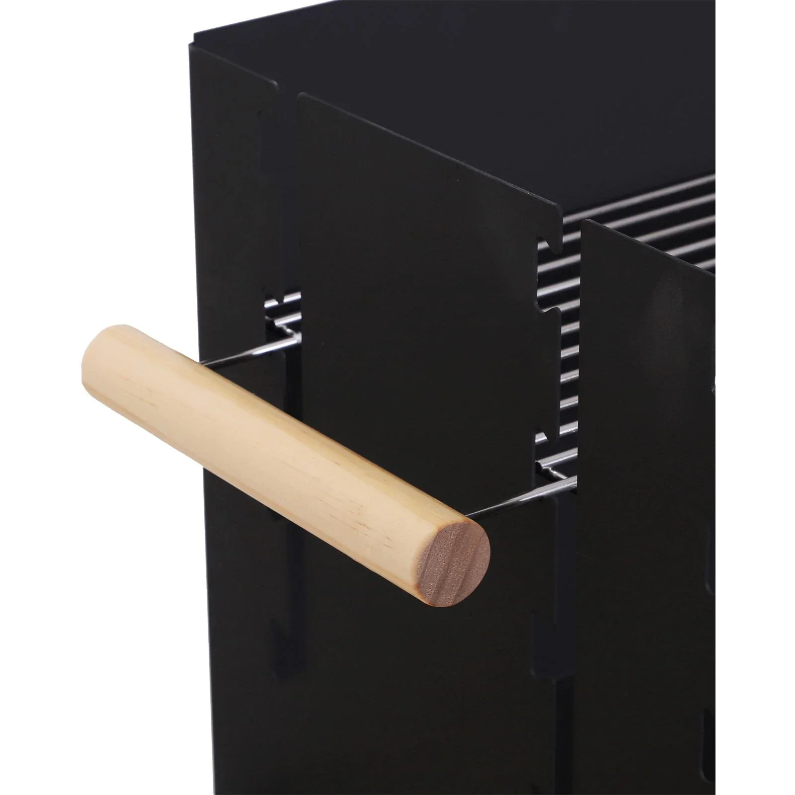 Kohlegrill Grillwagen Standgrill mit Windschutz 2 x Rost höhenverstellbar Metall Schwarz - 5