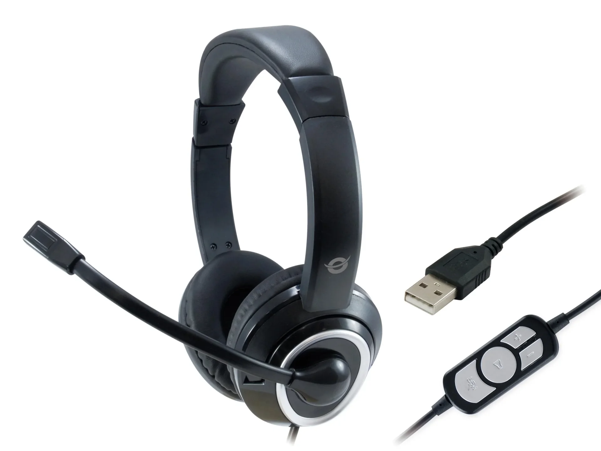 Headset USB 2m Kabel,Mikro,Fernb. Stereo sw - 0