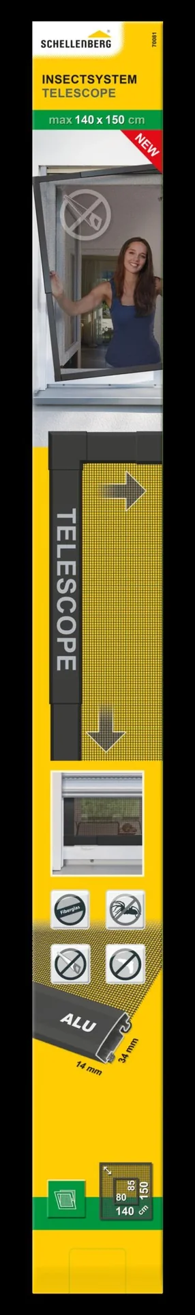 Fliegengitterfenster TELESCOPE, Farbe anthrazit - 2