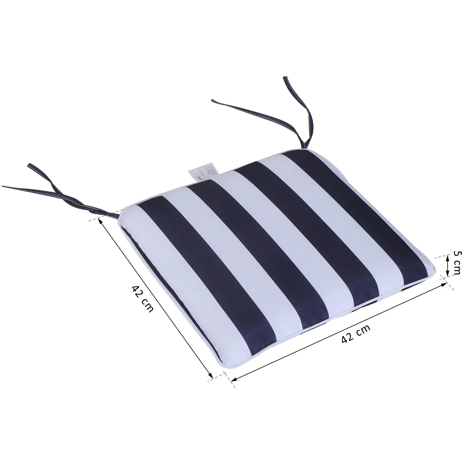 6er-Set Sitzkissen Stuhlkissen Bodenkissen Polsterkissen Sitzauflage abnehmbar Bezug Blau + Weiß 42 x 42 x 5 cm - 5