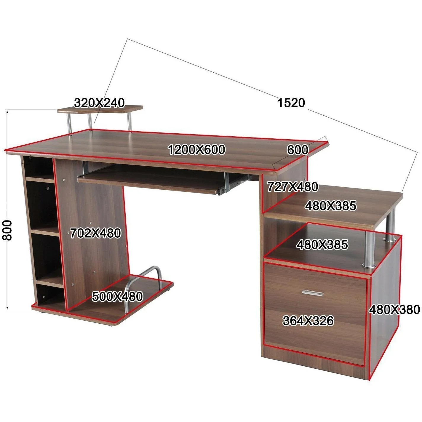 Computertisch Schreibtisch Bürotisch Arbeitstisch - 2