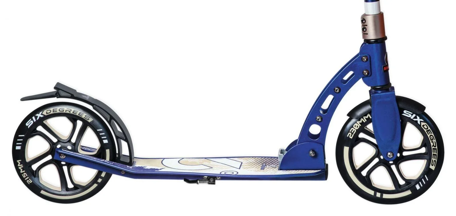 Aluminium Scooter mit Klappmechanismus und Ständer, 230/215 mm, ABEC 7, höhenverstellbar, creme - 0