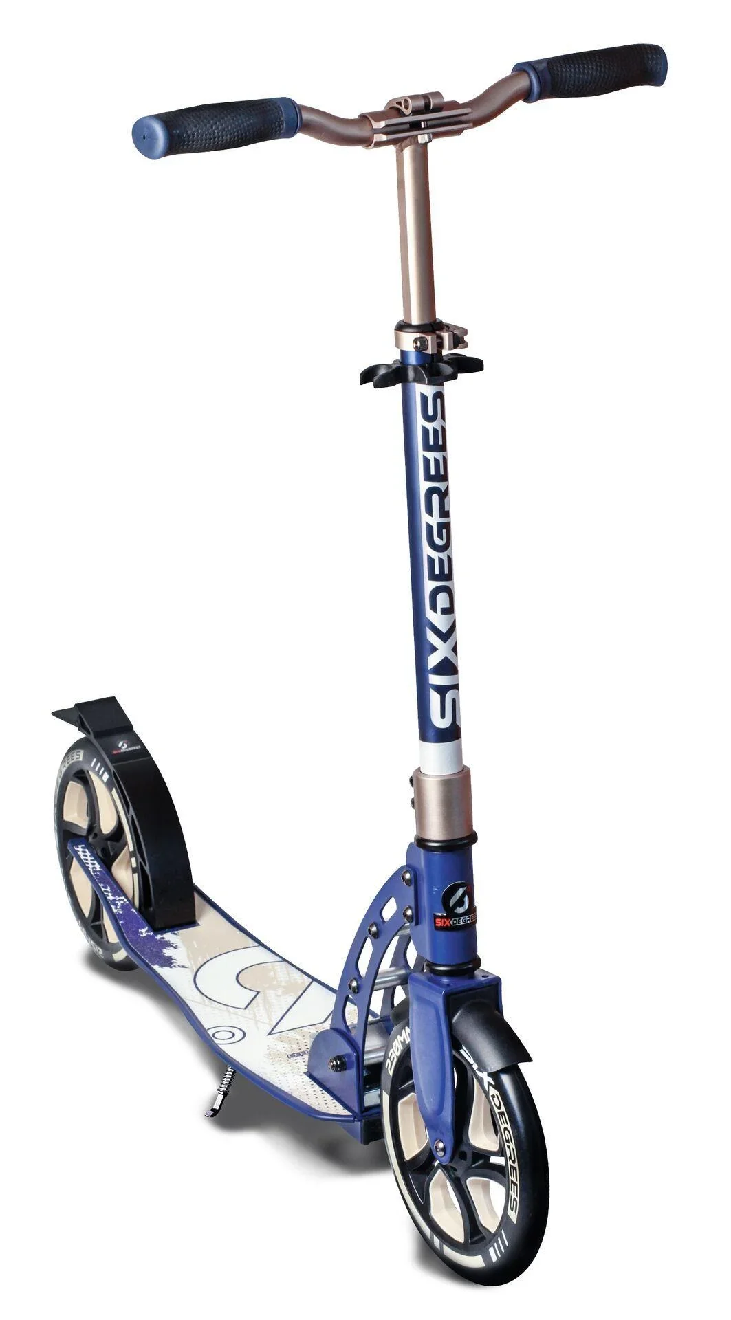 Aluminium Scooter mit Klappmechanismus und Ständer, 230/215 mm, ABEC 7, höhenverstellbar, creme - 3