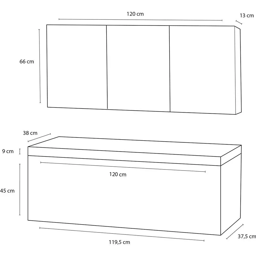 Shallow Badezimmermöbel 120cm - schwartz - 1