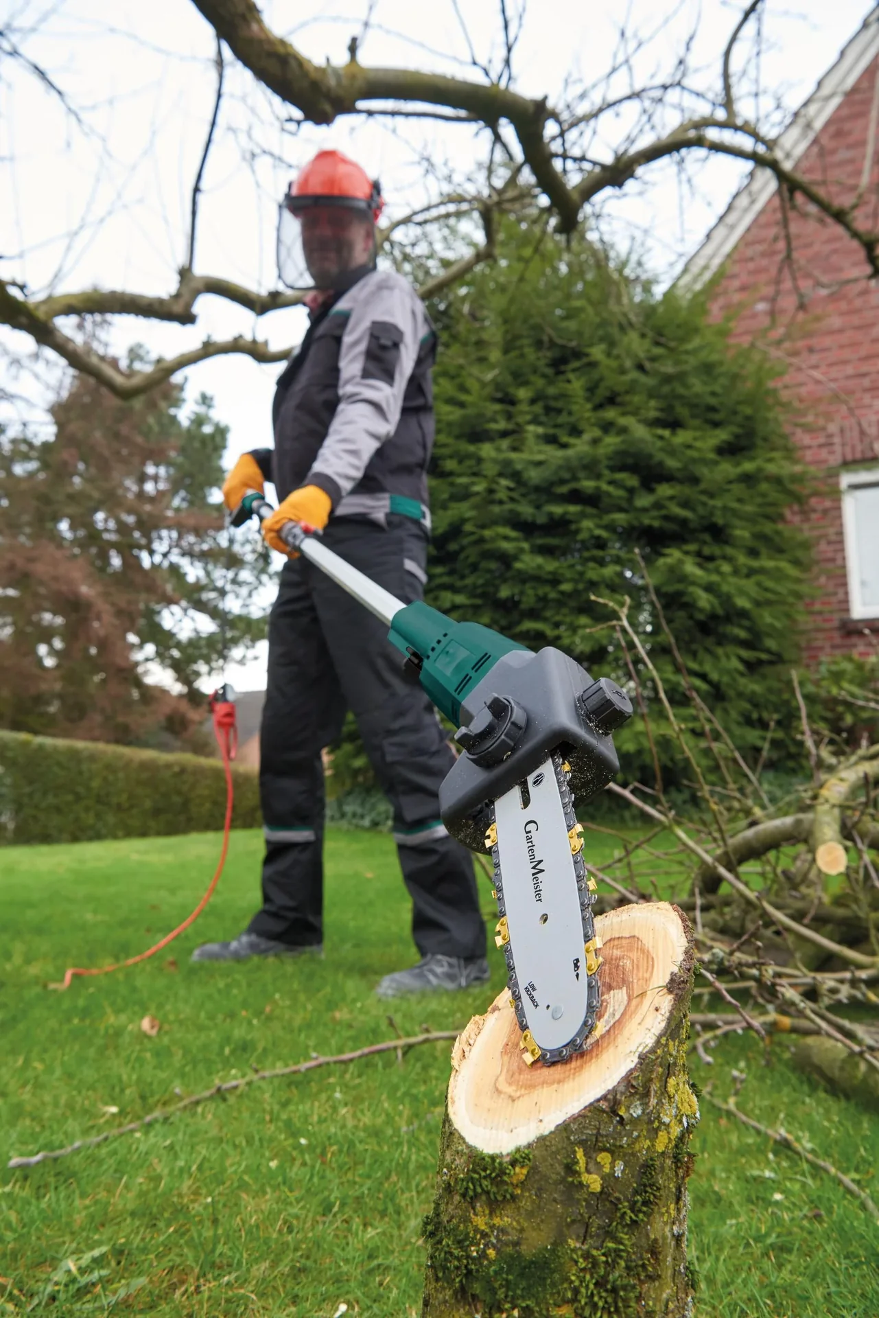 3 in 1 Elektrisches Multi-Tool "GM EMT 500/7" mit Teleskopstiel und Tragegurt + Sägekette Titan 3/8" LP 1,3-36 - 0