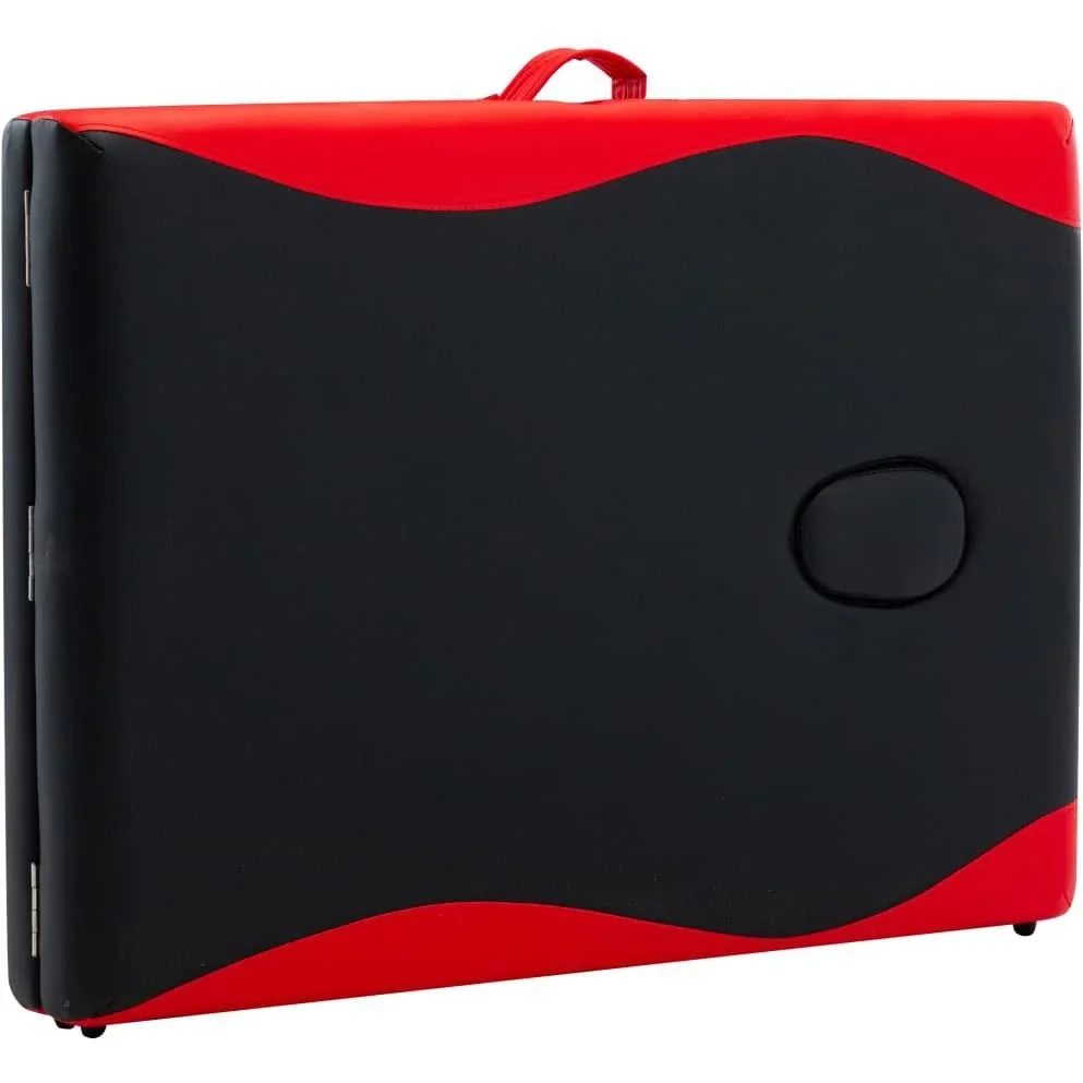 Klappbarer Massagetisch 2 Zonen Aluminium, schwarz und rot - 0