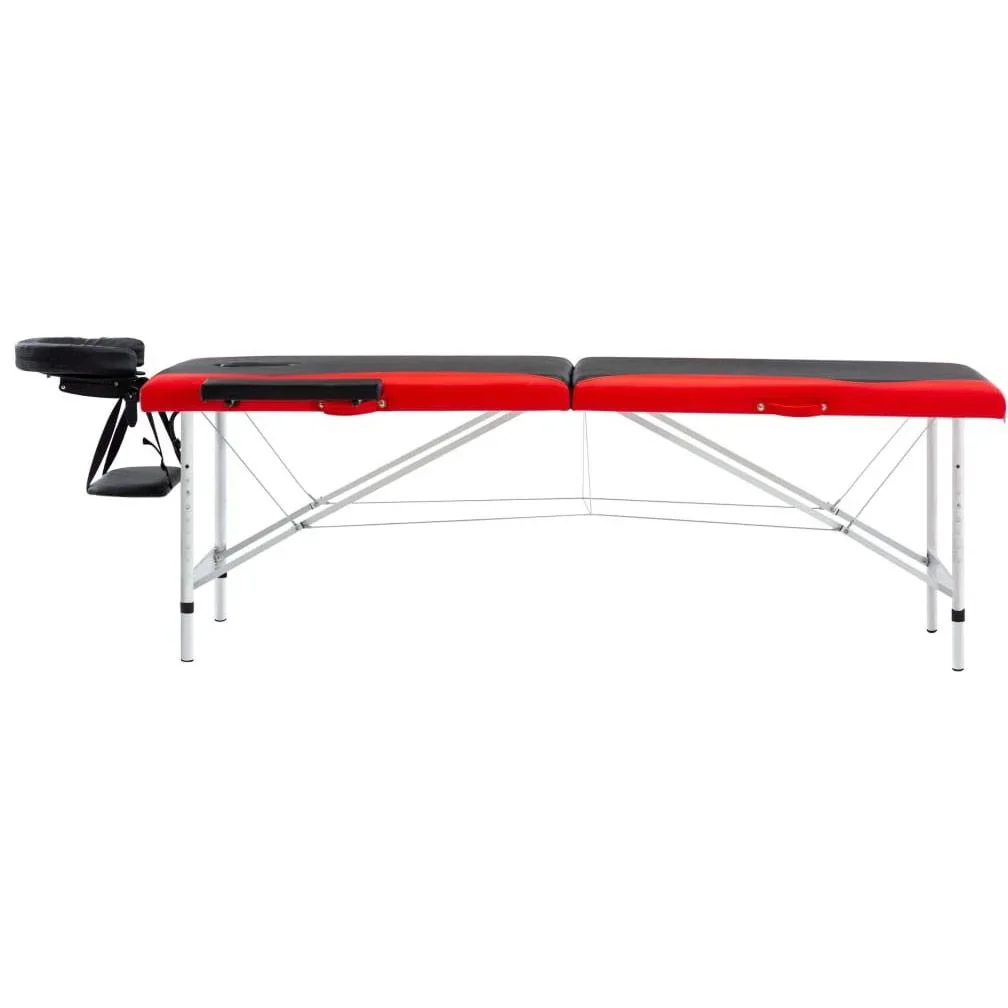 Klappbarer Massagetisch 2 Zonen Aluminium, schwarz und rot - 2