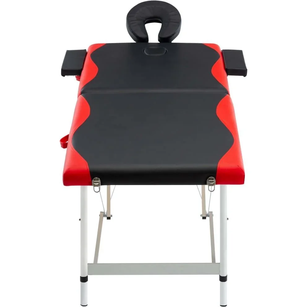 Klappbarer Massagetisch 2 Zonen Aluminium, schwarz und rot - 5