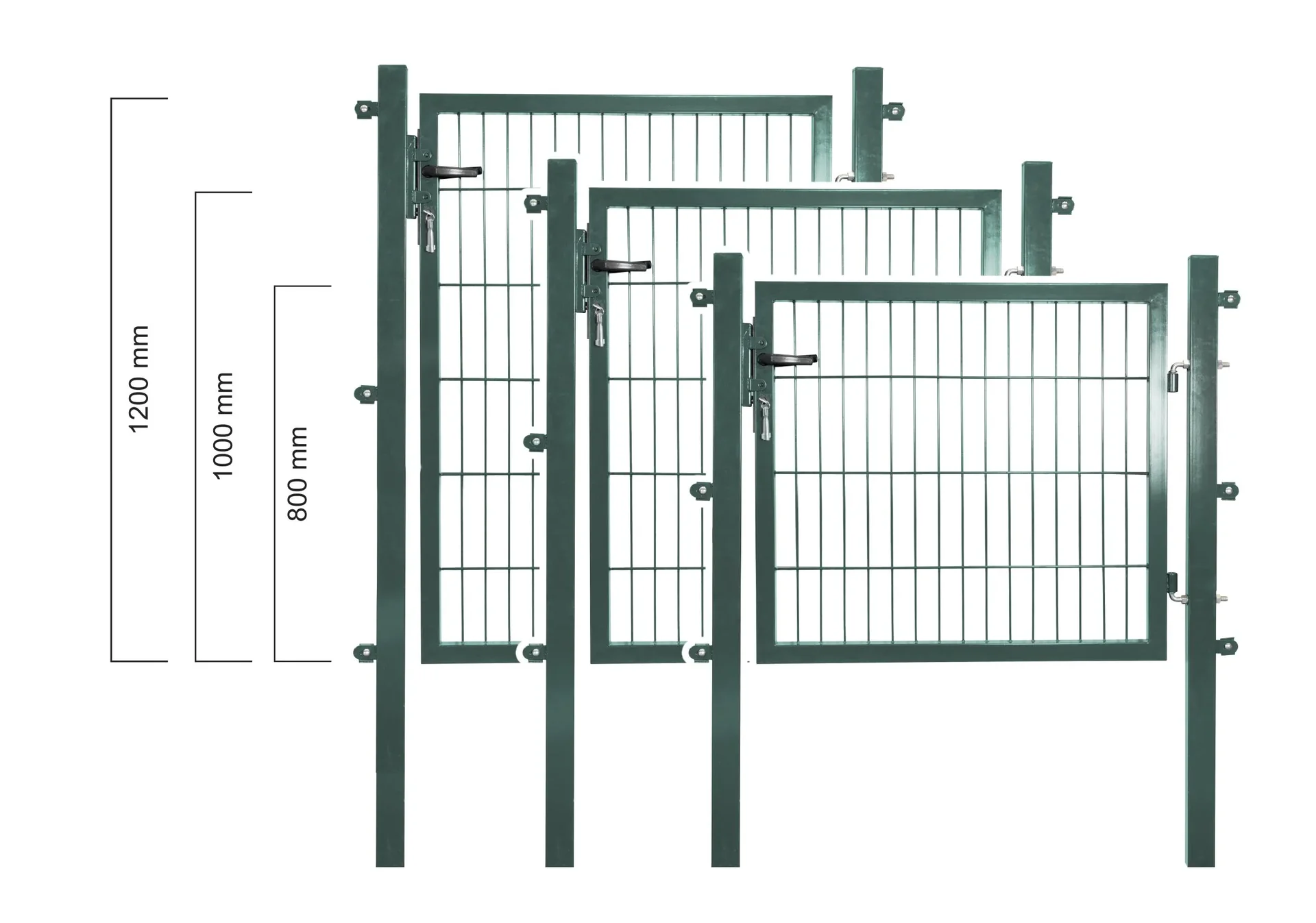 Gartentor für Doppelstabmatte grün, einflügelig - 120 cm hoch - 100 cm breit - 0