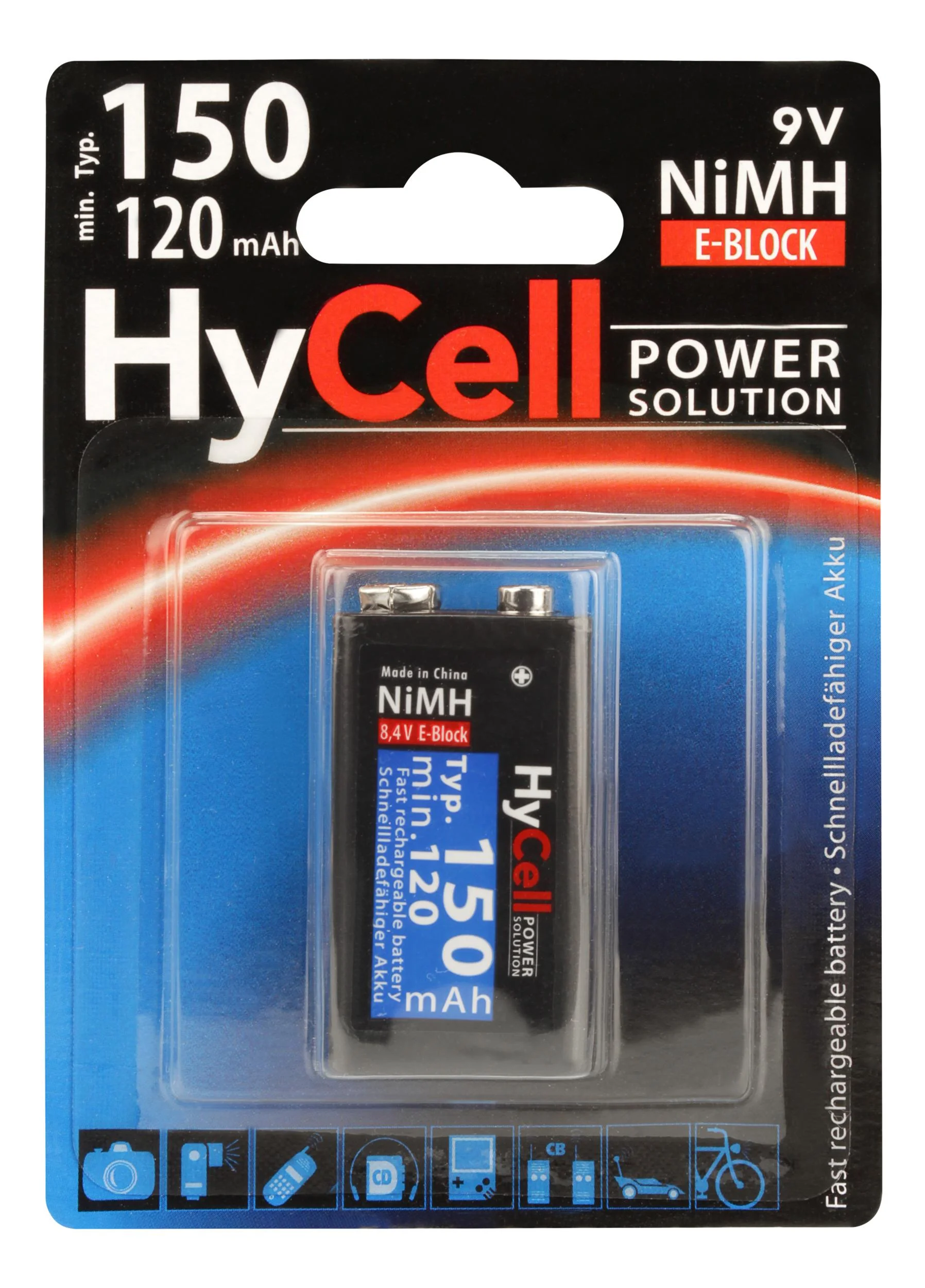 Power Solution 9V Block NiMH AkkuTyp 150 (mind. 120 mAh) - 1 Stück - 0