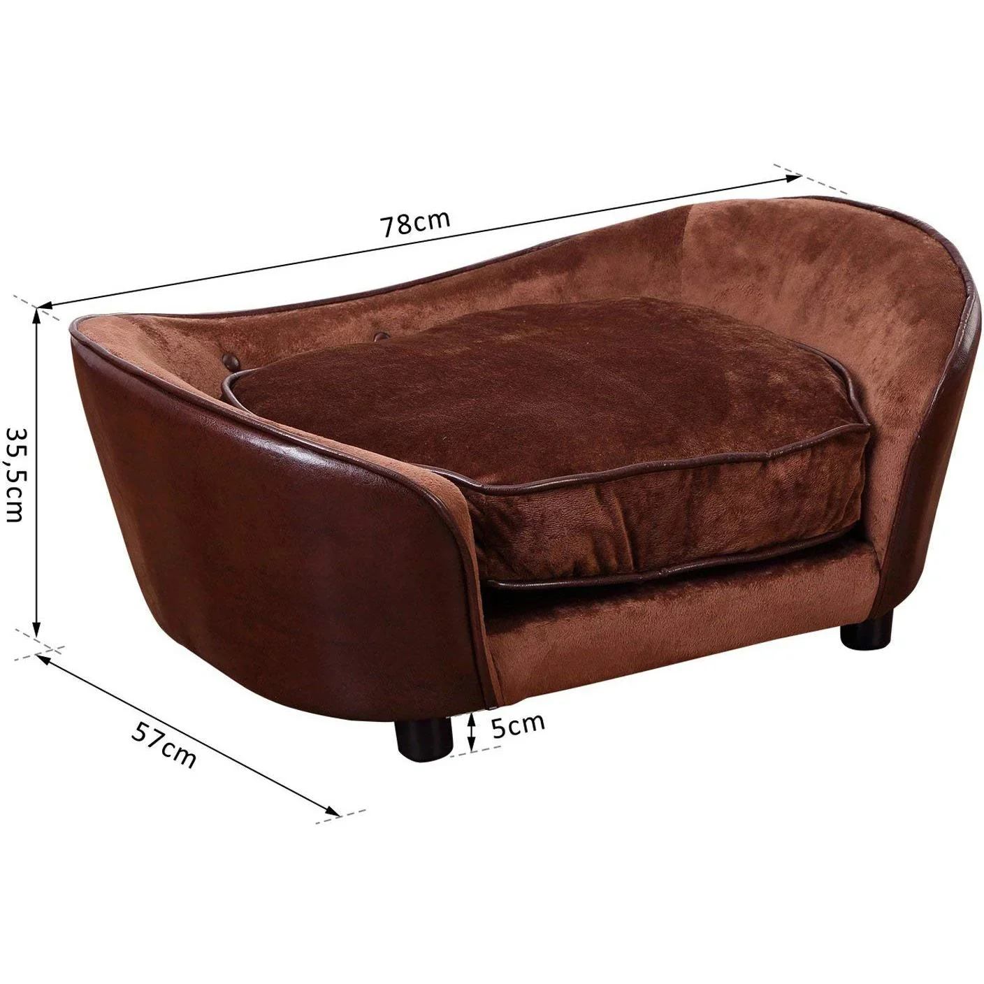 Hundematte Hundebett Hundesofa mit Kissen Rückentasche Kaffeebraun - 4