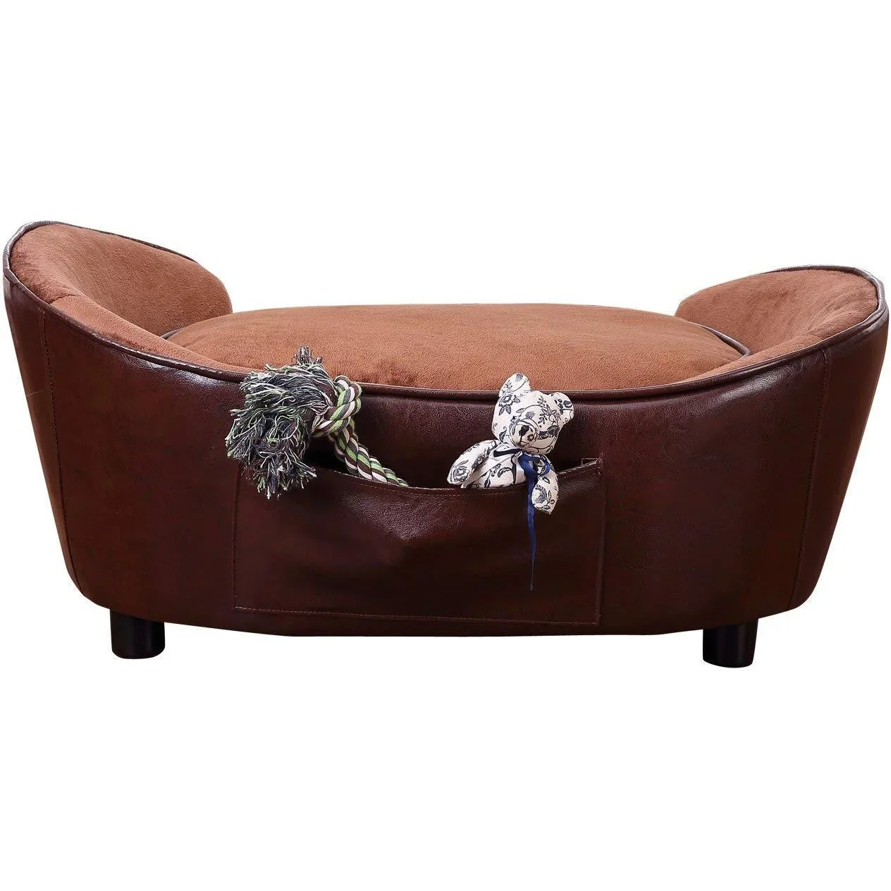 Hundematte Hundebett Hundesofa mit Kissen Rückentasche Kaffeebraun - 5