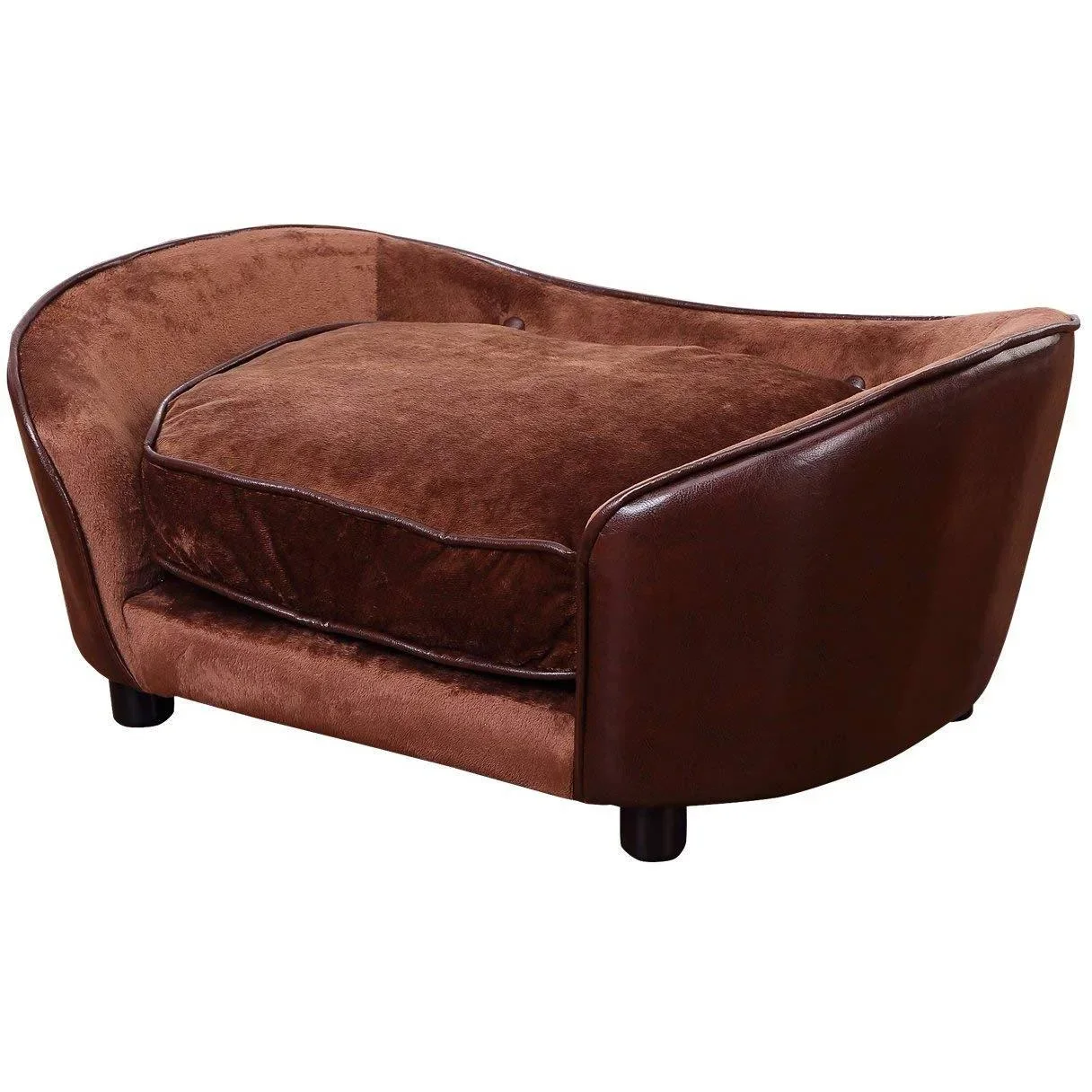 Hundematte Hundebett Hundesofa mit Kissen Rückentasche Kaffeebraun - 6