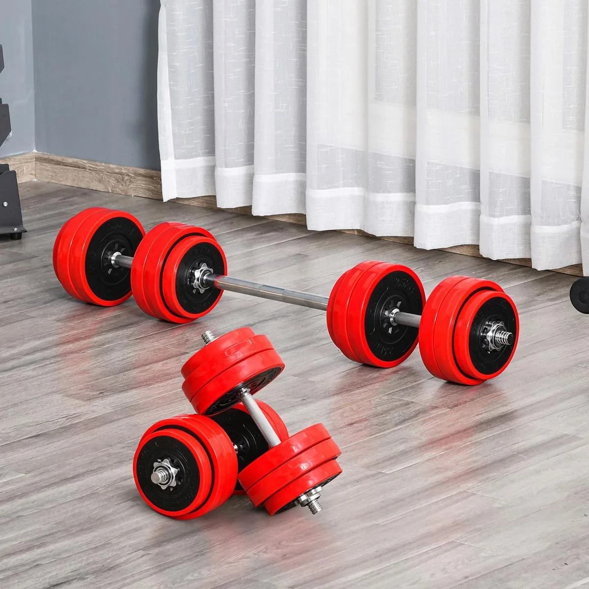 Hantelset 20/30KGS 2-IN-1 Hanteln&Langhanteln verstellbar Gewichtheben für Zuhause Fitness Muskel Stahl PP-Kunsstoff Eis - 0