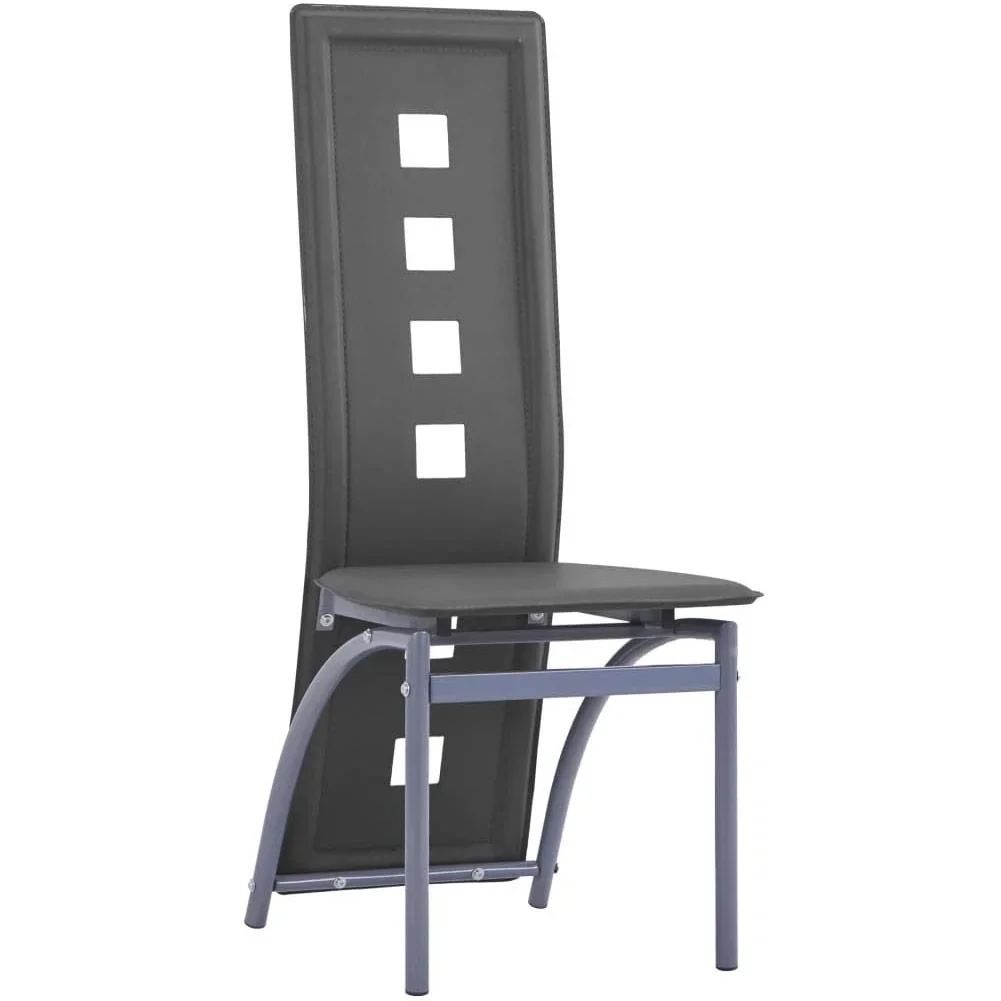 Esszimmerstühle 4-Sitzer Kunstleder grau - 3