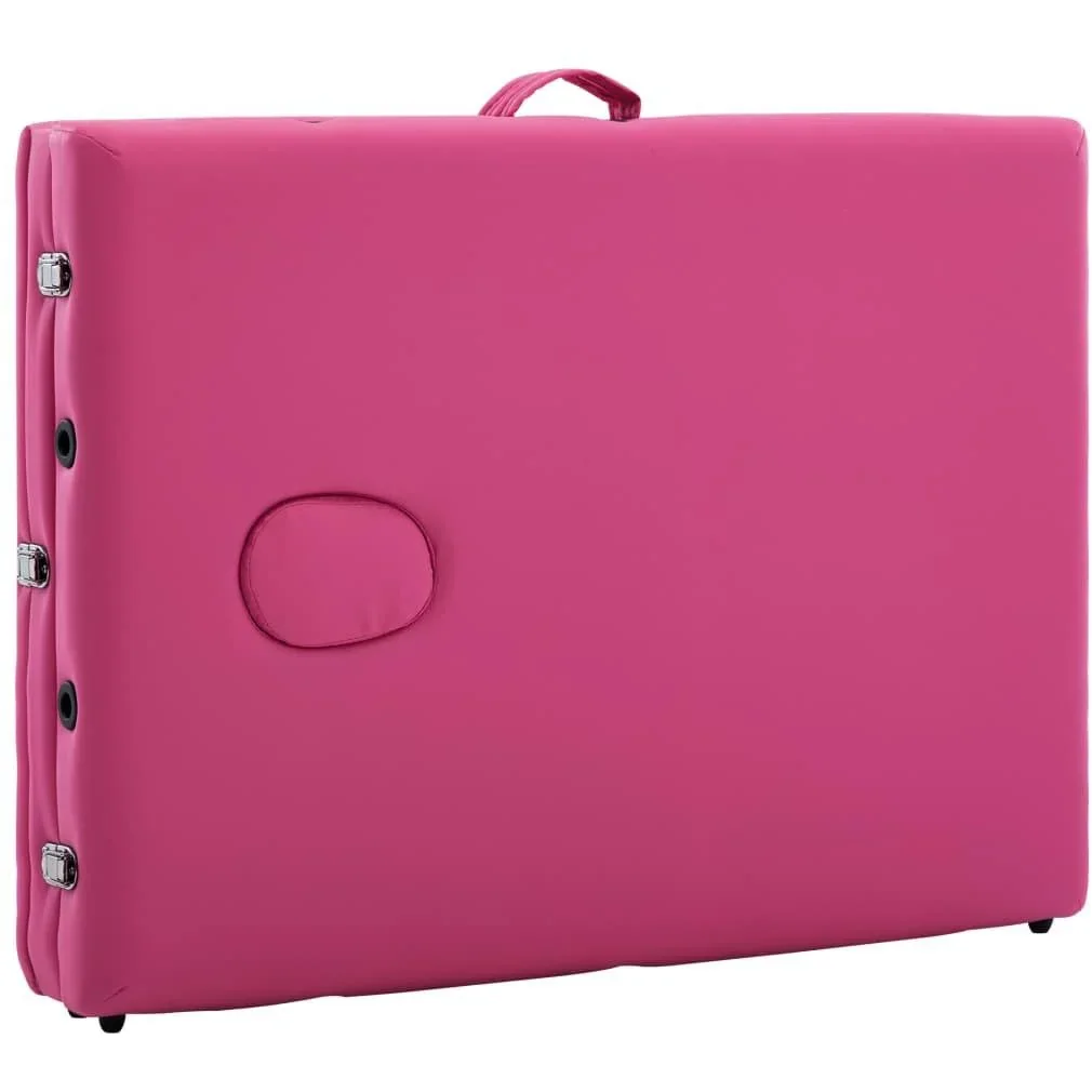 Klappbarer Massagetisch 3 Zonen Holz rosa - 0